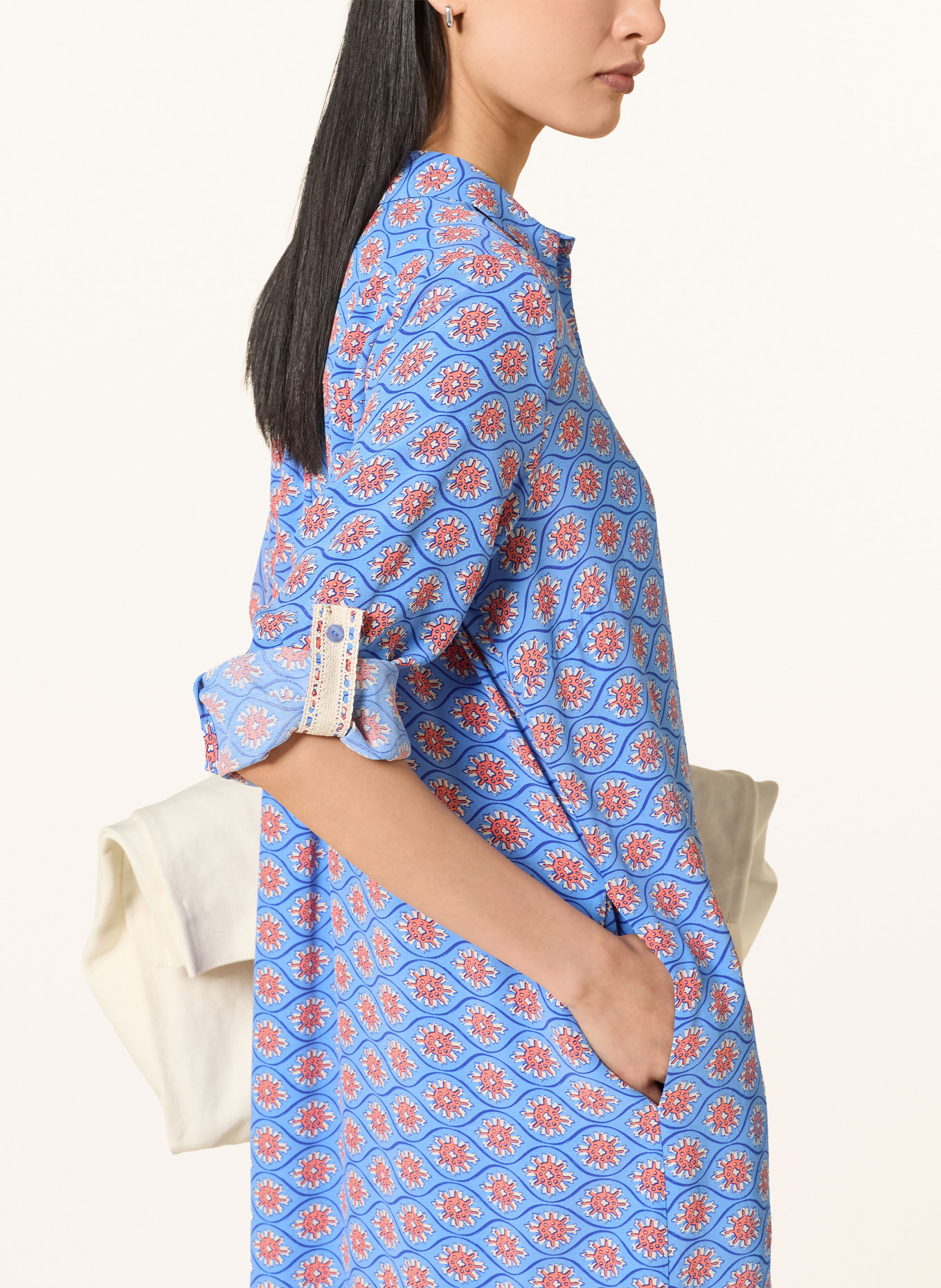 Smith & Soul Hemdblusenkleid mit 3/4-Arm: BLAU / DUNKELORANGE