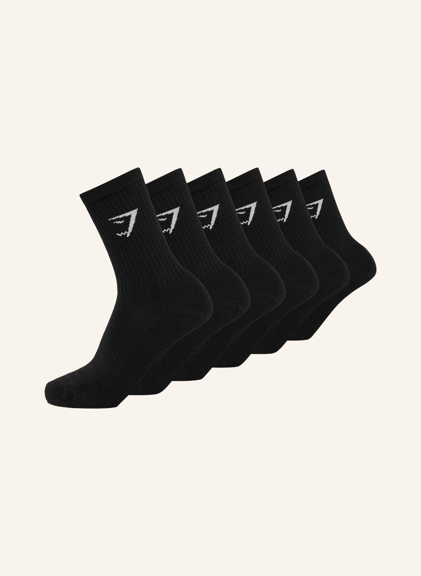 GYMSHARK 6er-Pack Socken: SCHWARZ / WEISS