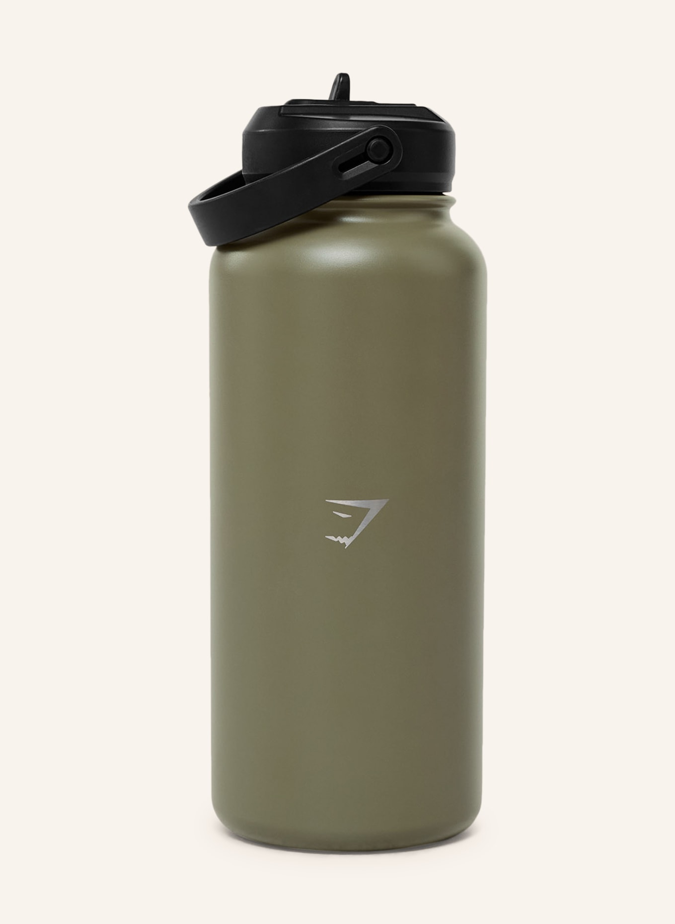 GYMSHARK Isolierflasche: OLIV / SILBER / SCHWARZ