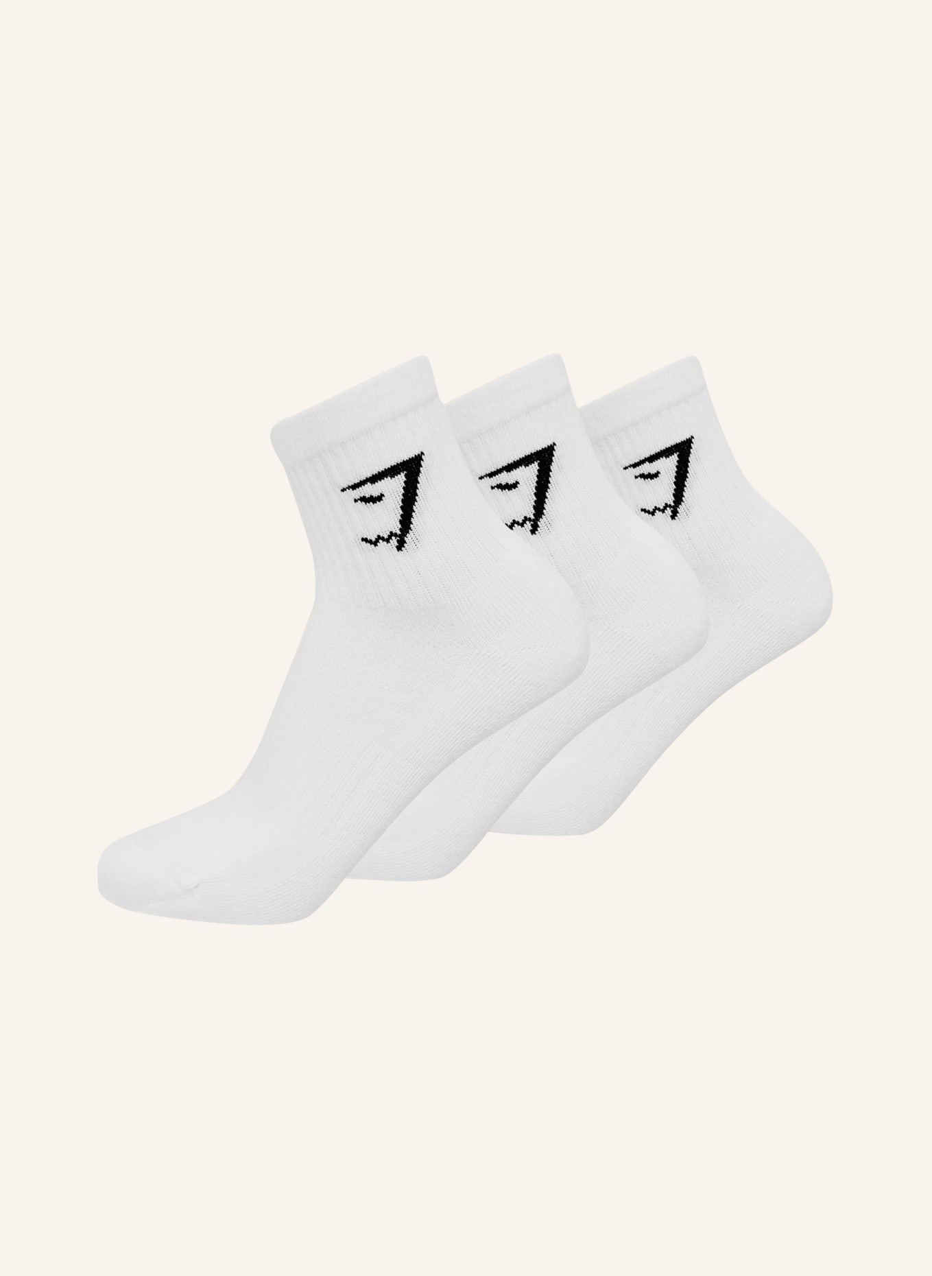 GYMSHARK 3er-Pack Socken: WEISS / SCHWARZ