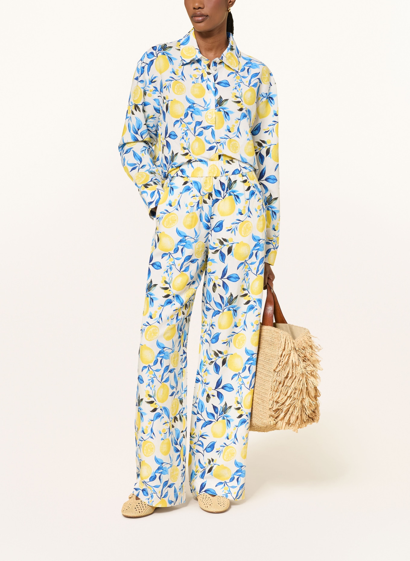 lilienfels Marlenehose mit Leinen: WEISS / GELB / BLAU