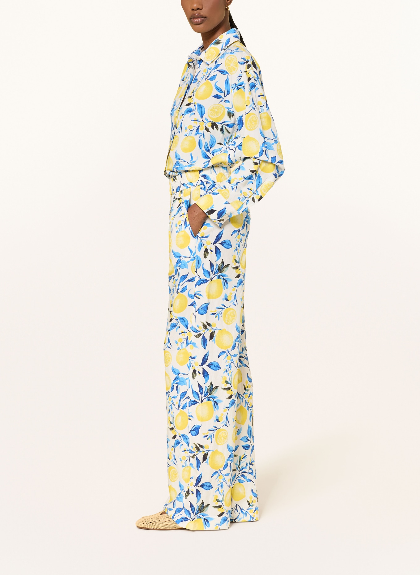 lilienfels Marlenehose mit Leinen: WEISS / GELB / BLAU