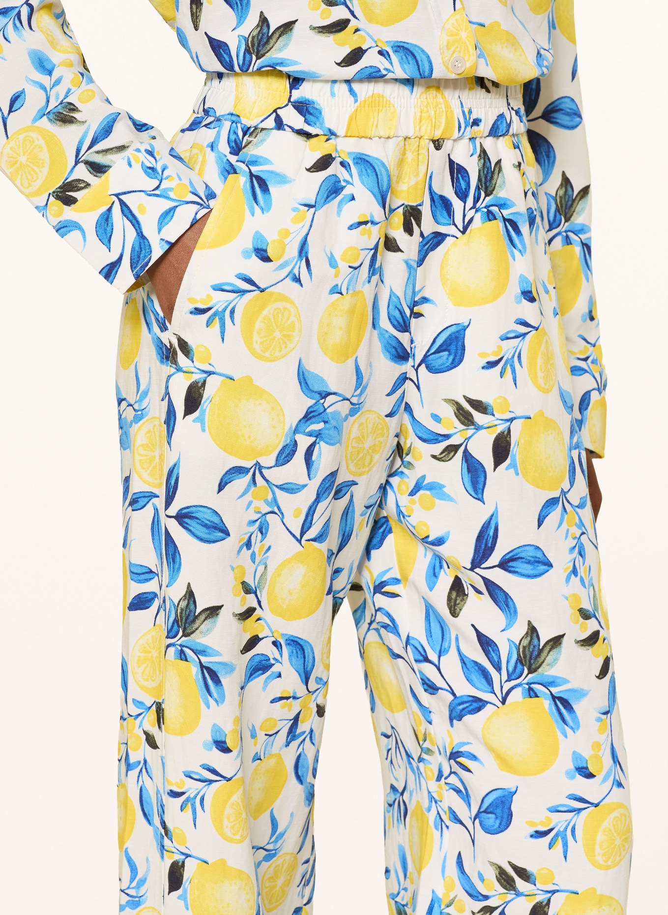 lilienfels Marlenehose mit Leinen: WEISS / GELB / BLAU