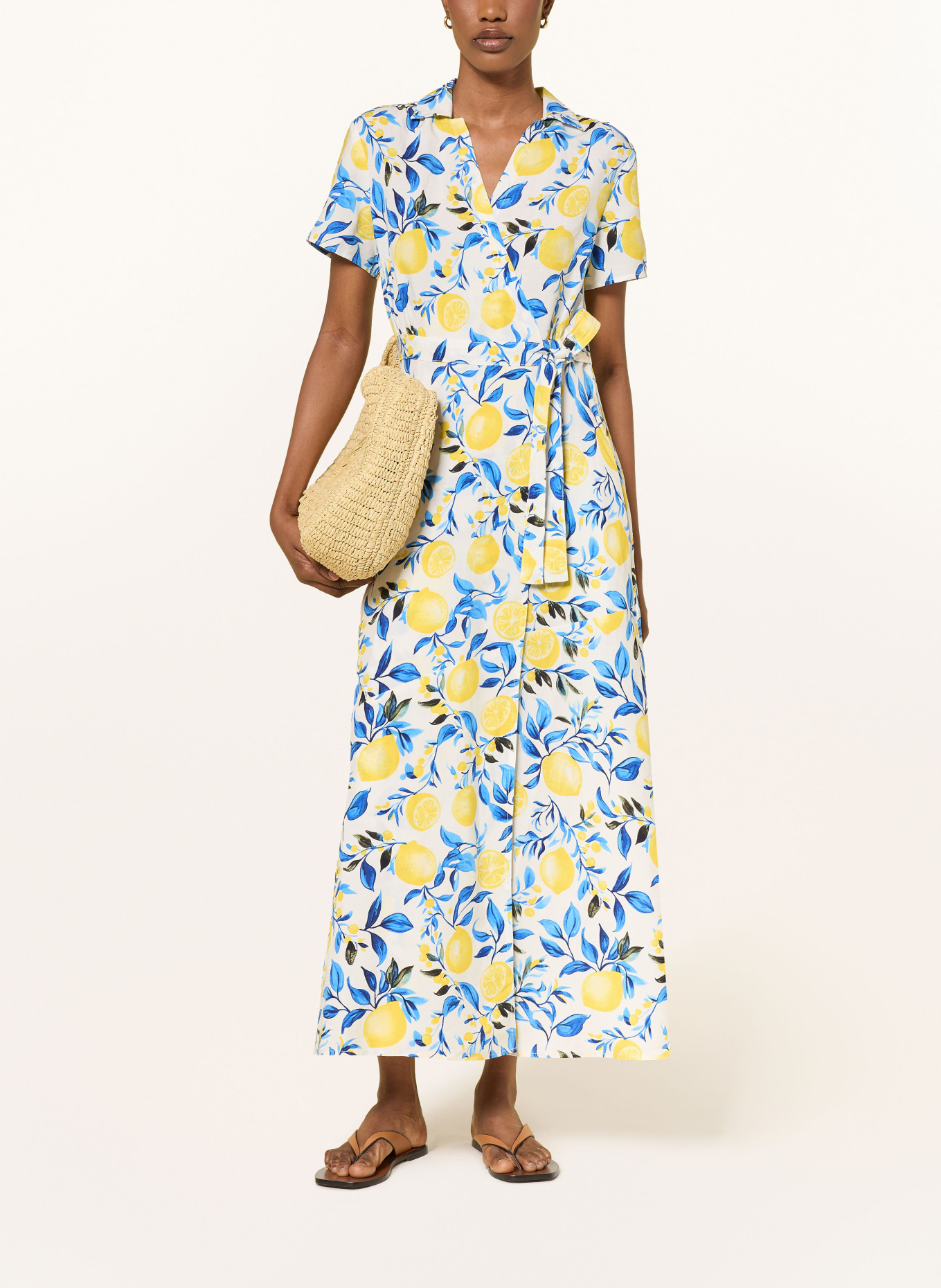 lilienfels Zavinovací šaty s lněným vzorem: BÍLÁ / ŽLUTÁ / MODRÁ