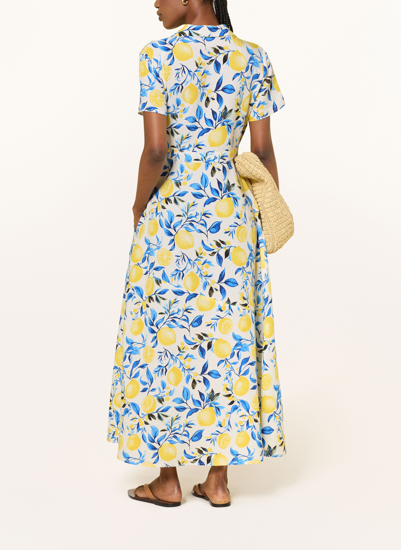 lilienfels Zavinovací šaty s lněným vzorem: BÍLÁ / ŽLUTÁ / MODRÁ