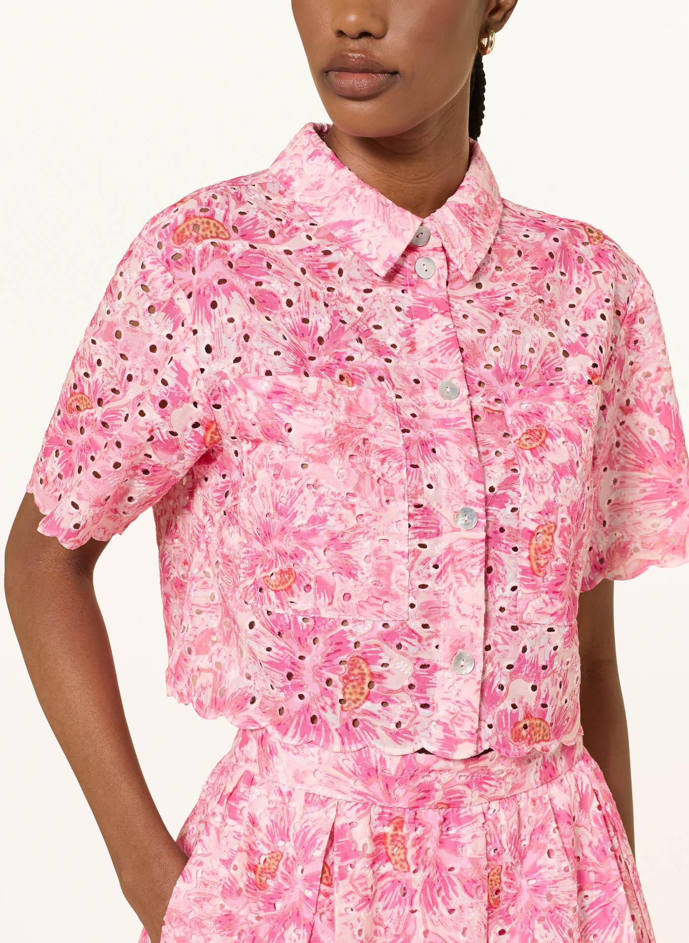 lilienfels Košile z děrované krajky: RŮŽOVÁ / RŮŽOVÁ