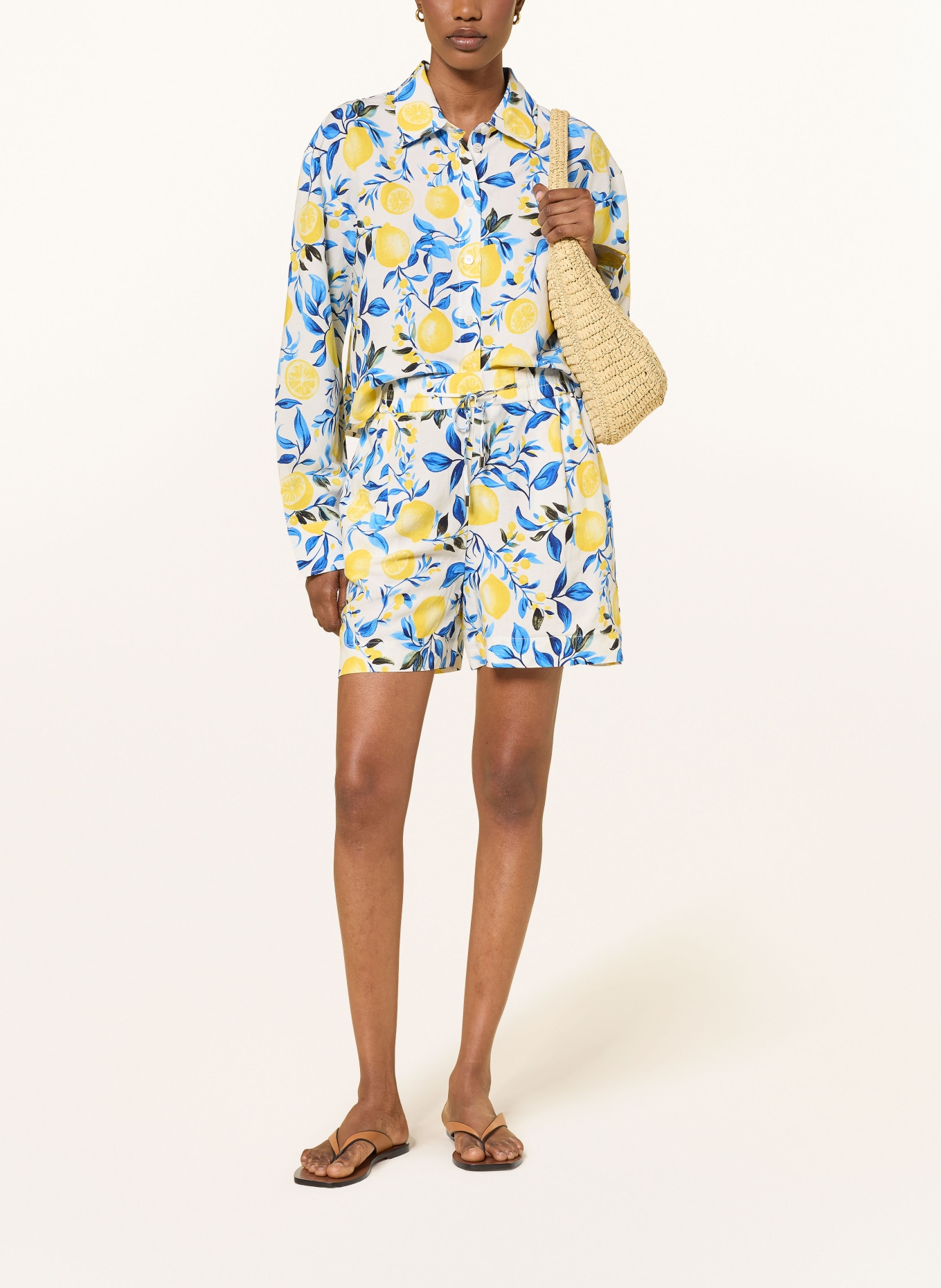 lilienfels Shorts mit Leinen: WEISS / GELB / BLAU