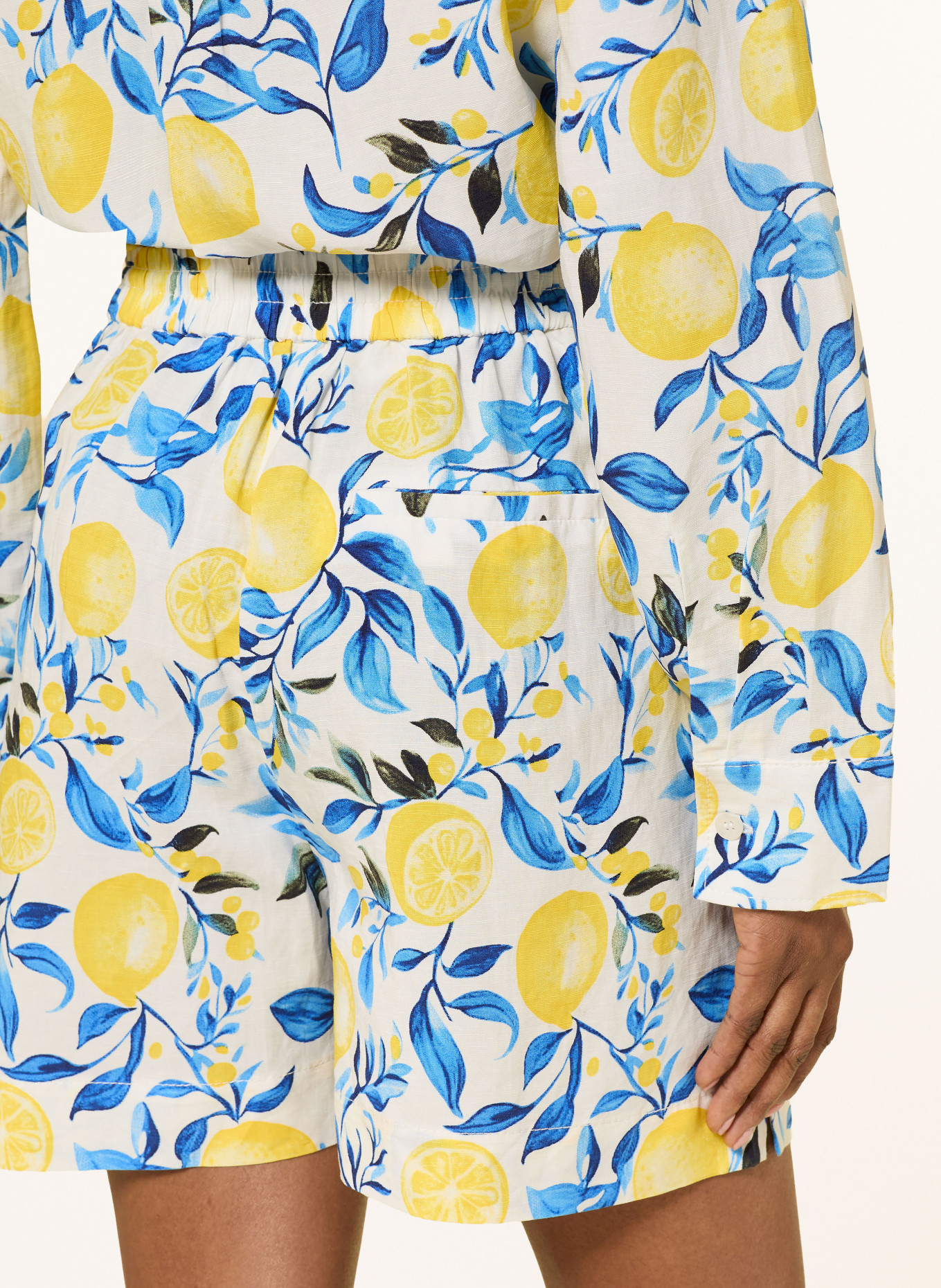 lilienfels Shorts mit Leinen: WEISS / GELB / BLAU