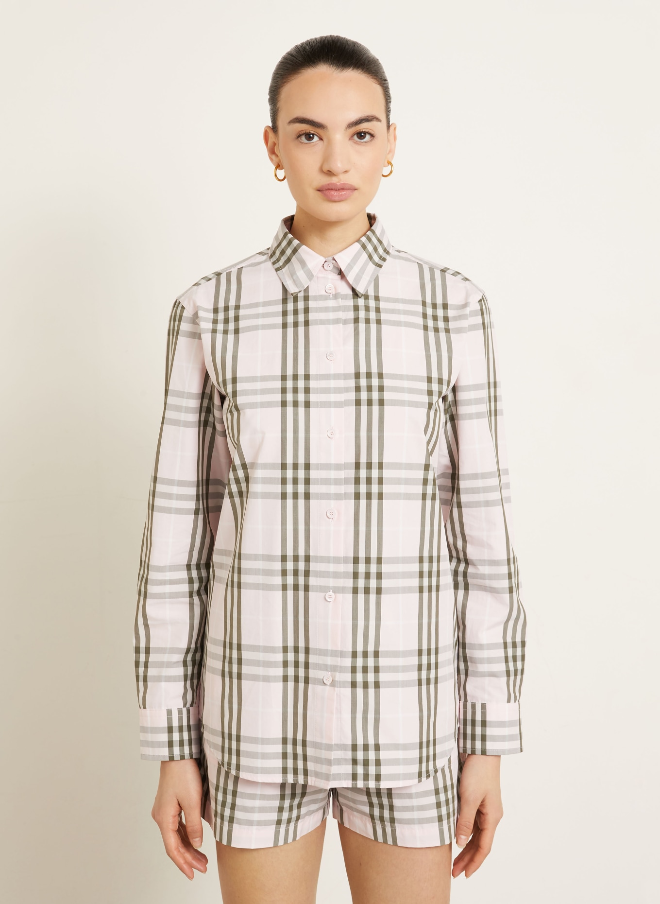 BURBERRY Hemdbluse EMMA: HELLROSA / BEIGE / OLIV