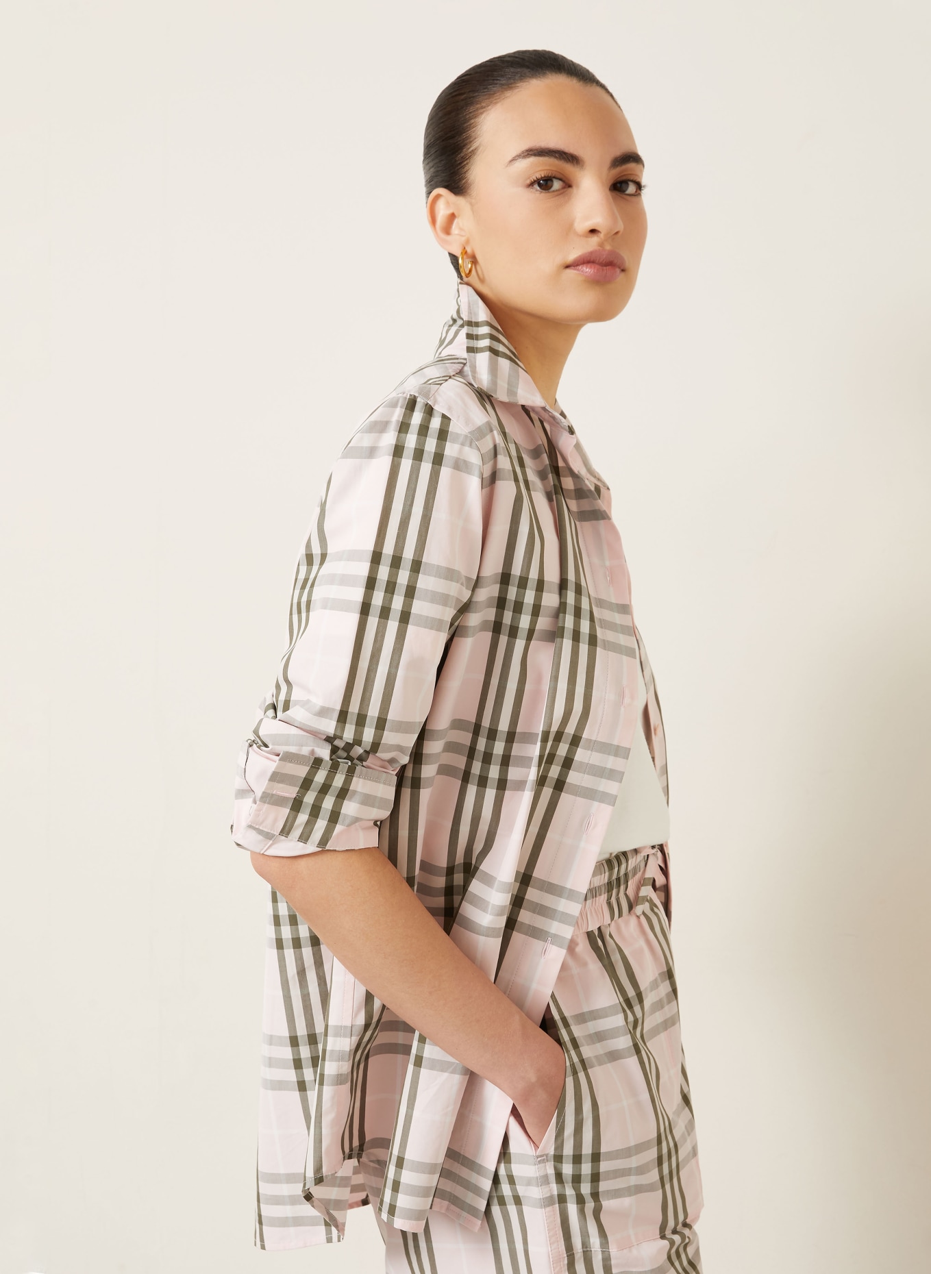 BURBERRY Hemdbluse EMMA: HELLROSA / BEIGE / OLIV