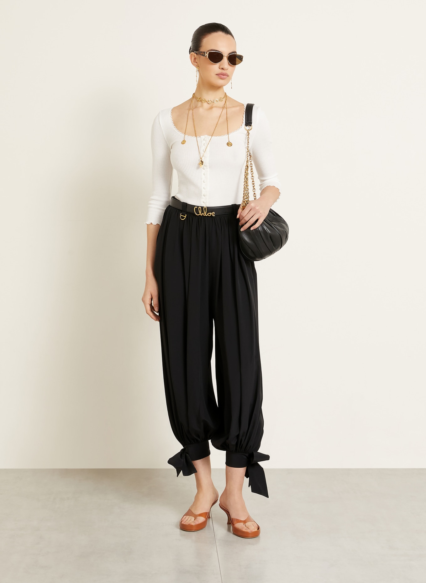 Chloé 7/8-Hose aus Seide: SCHWARZ