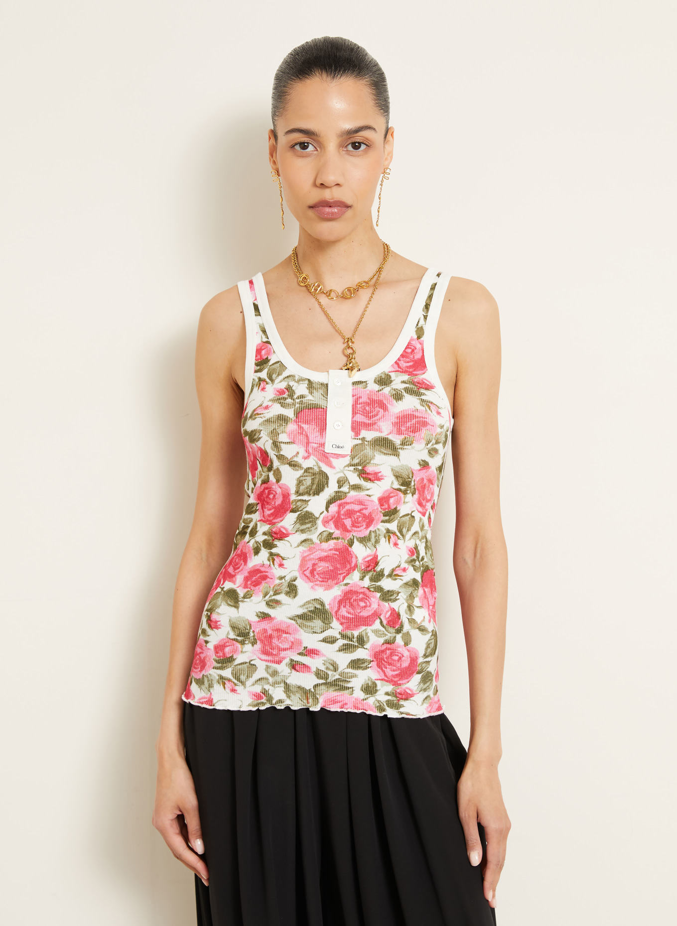 Chloé Top: PINK / OLIV / WEISS