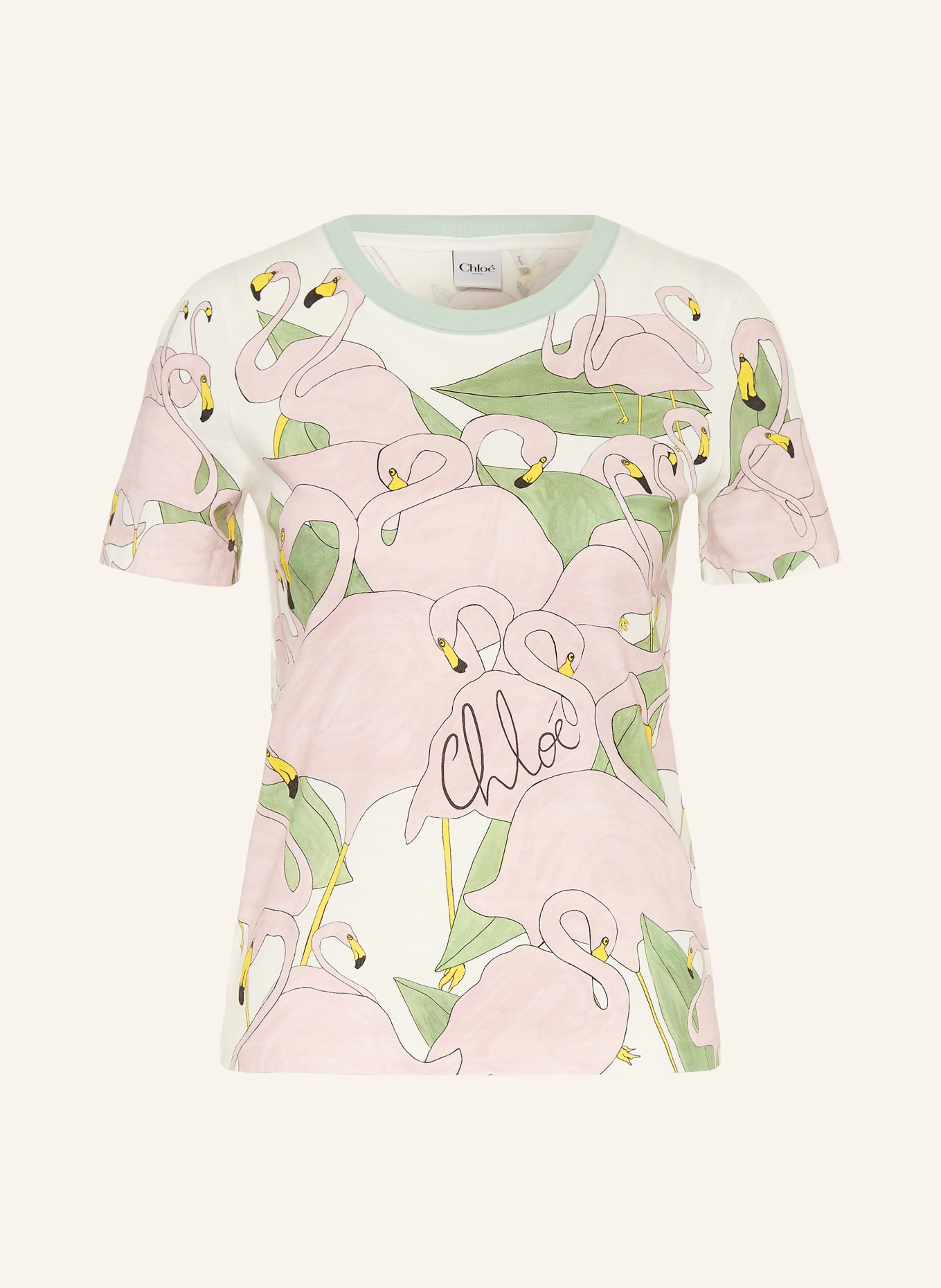 Chloé T-Shirt: CREME / ROSÉ / HELLGRÜN