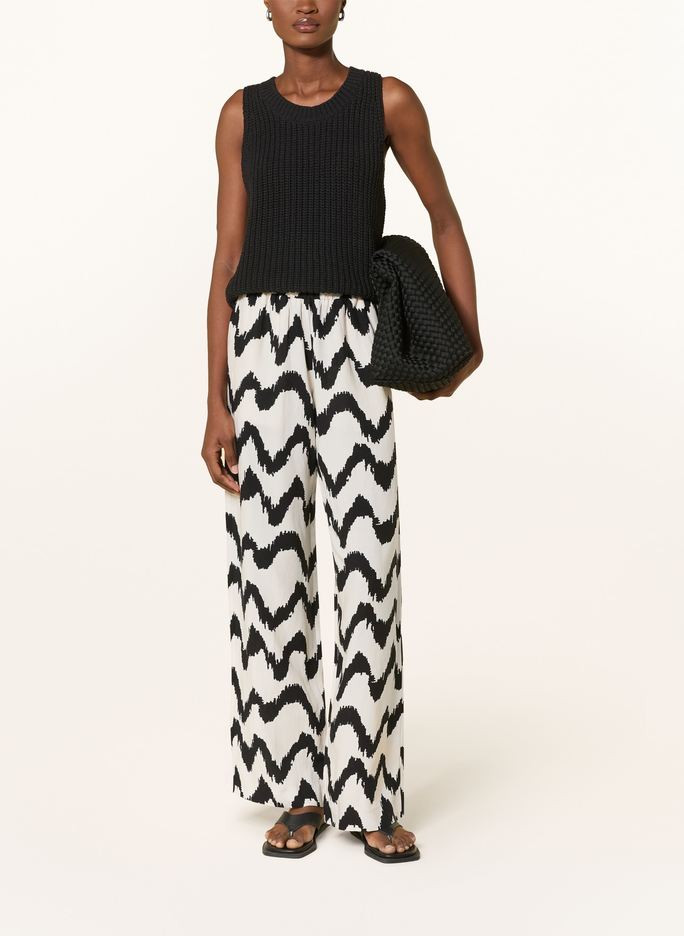 OPUS PANTS Marlenehose MALOTTA: SCHWARZ / WEISS