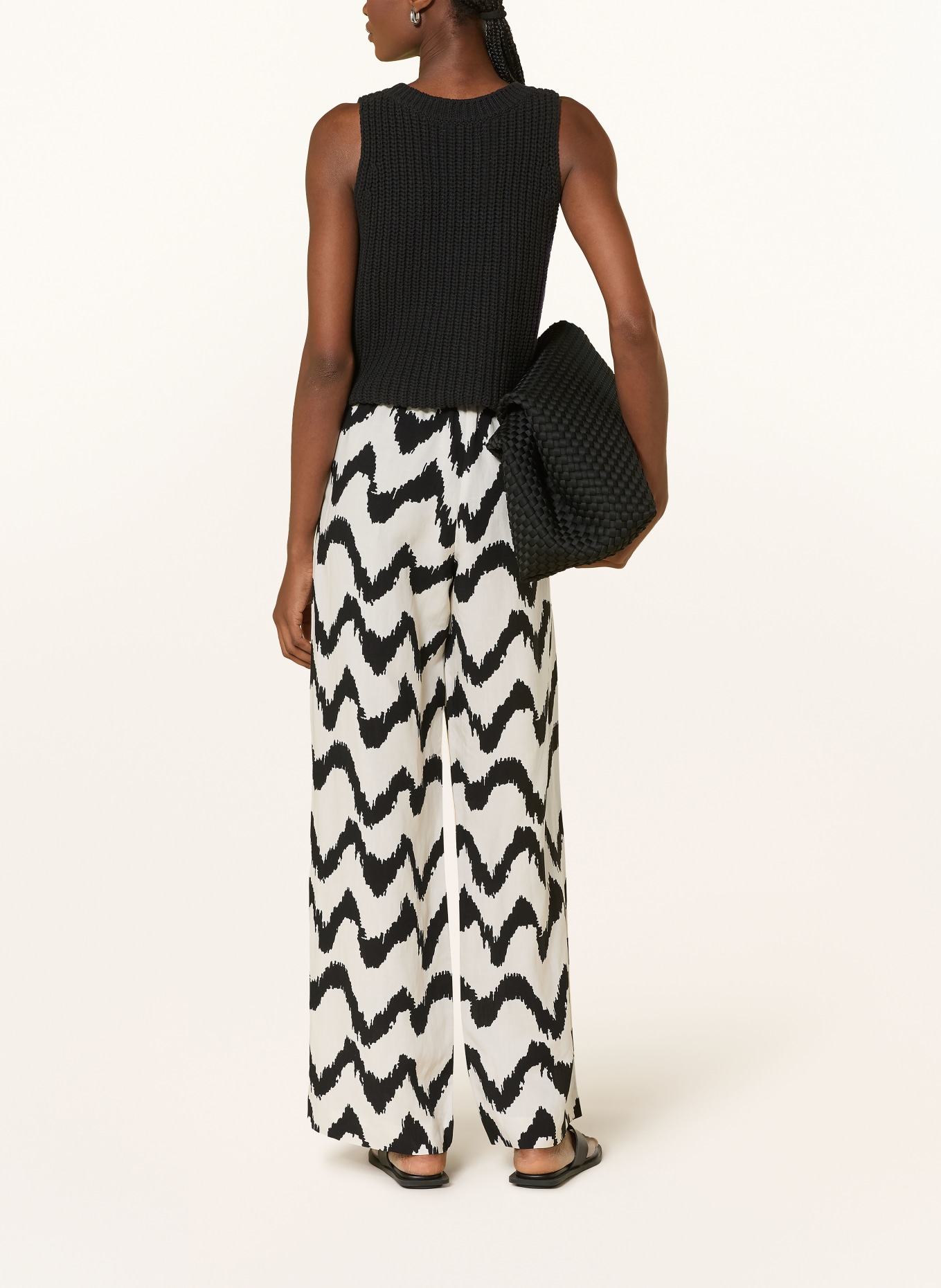 OPUS PANTS Marlenehose MALOTTA: SCHWARZ / WEISS
