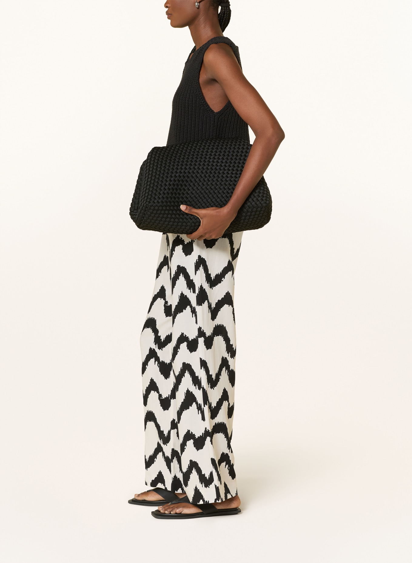 OPUS PANTS Marlenehose MALOTTA: SCHWARZ / WEISS
