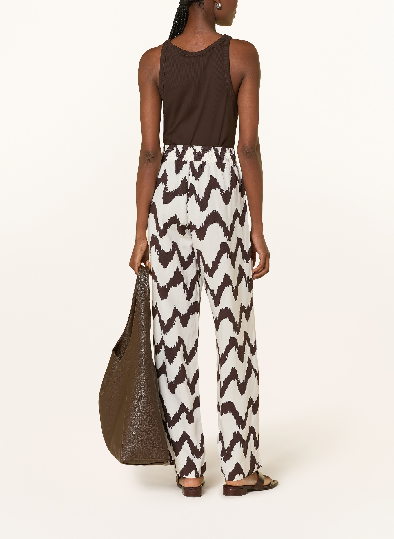 OPUS PANTS Marlenehose MALOTTA: DUNKELBRAUN / WEISS