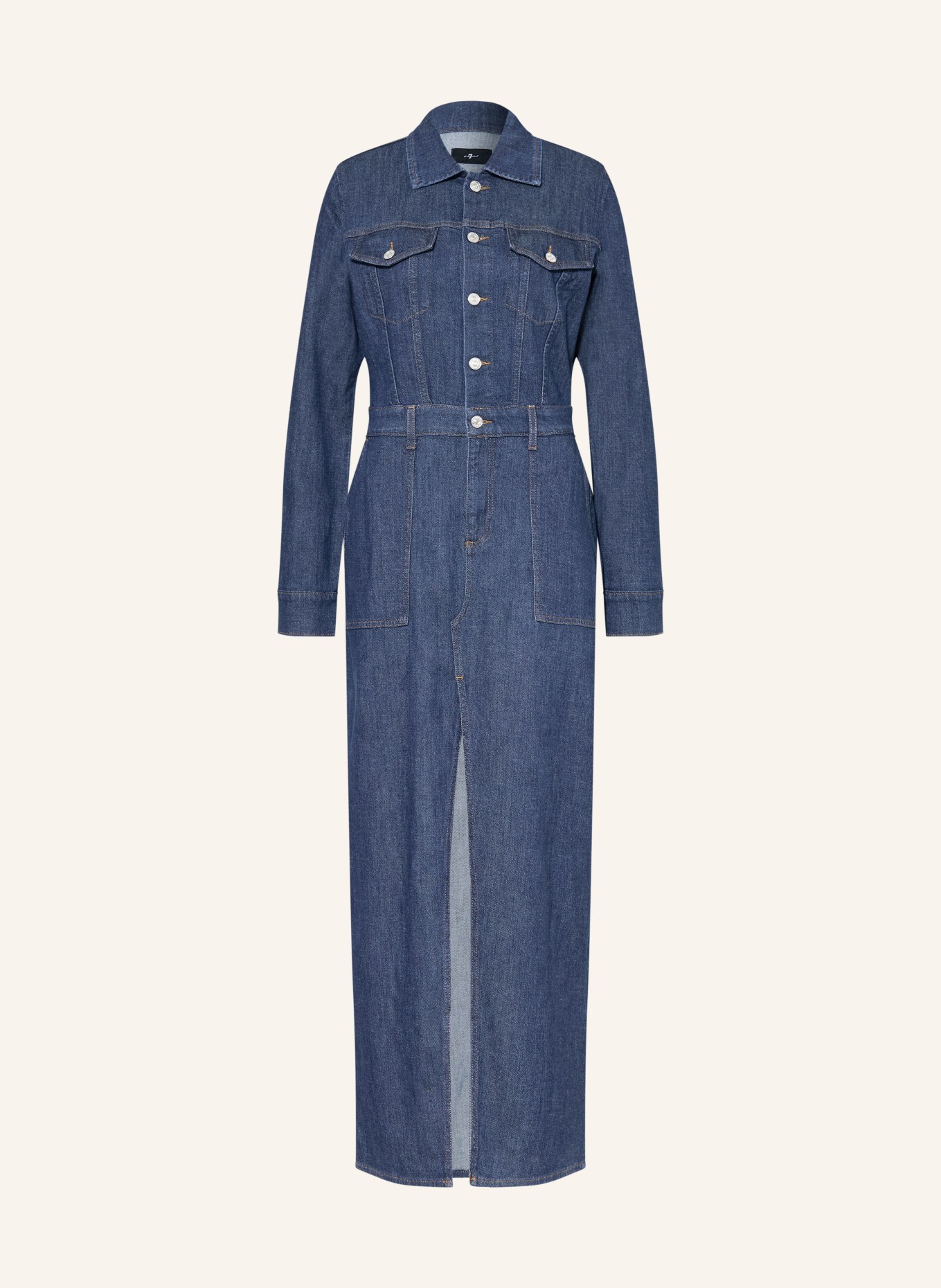 7 for all mankind Džínové šaty UTILITY MAXI DRESS: TMAVĚ MODRÁ