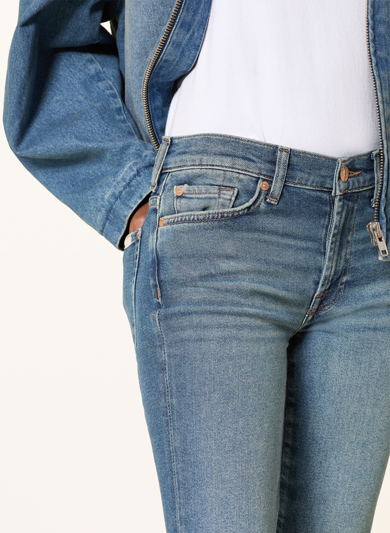 7 for all mankind ROXANNE ANKLE Skinny Jeans: SEA Sea Level