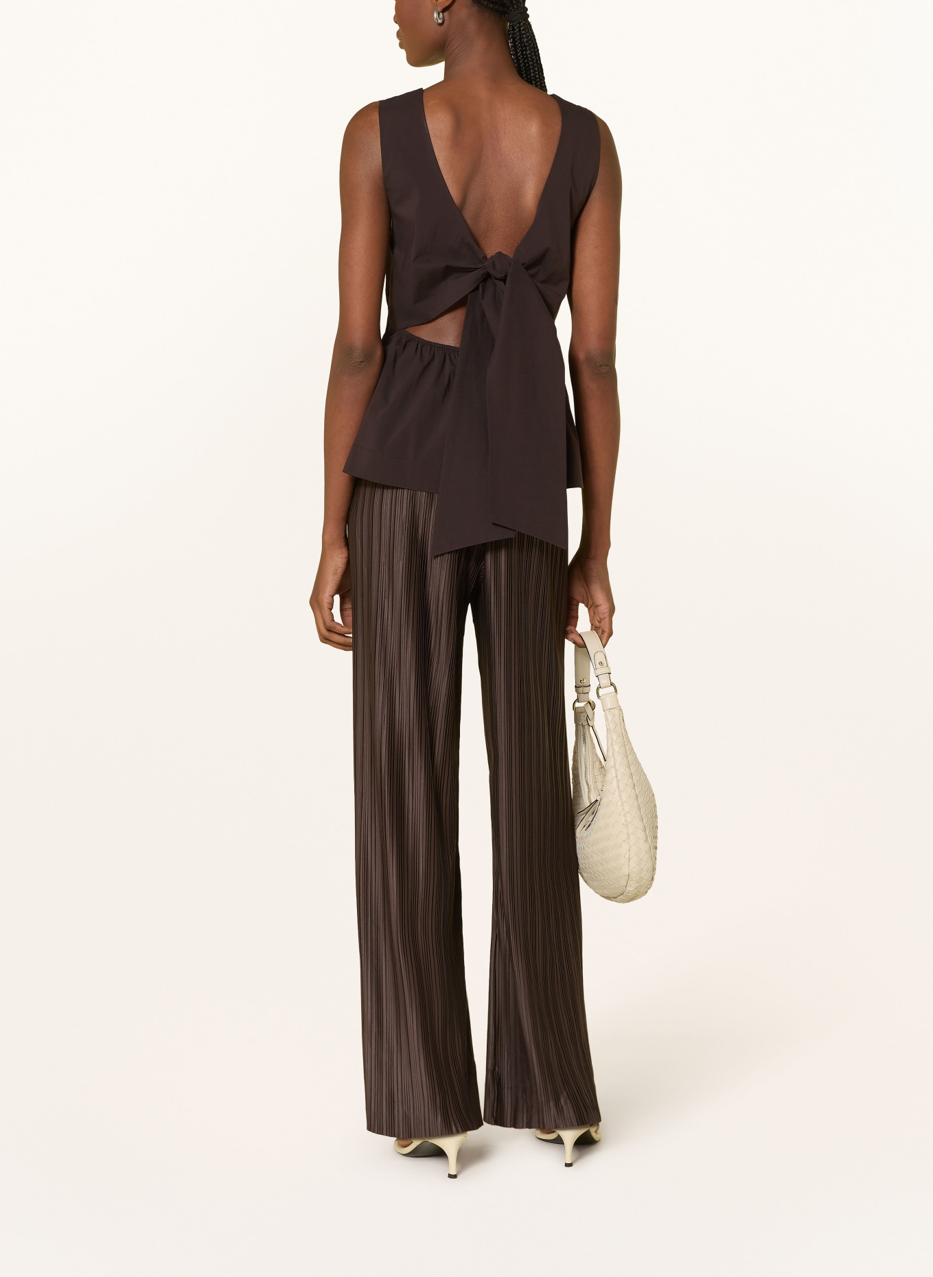 GRACE & MILA Hose WONKA mit Plissees: DUNKELBRAUN