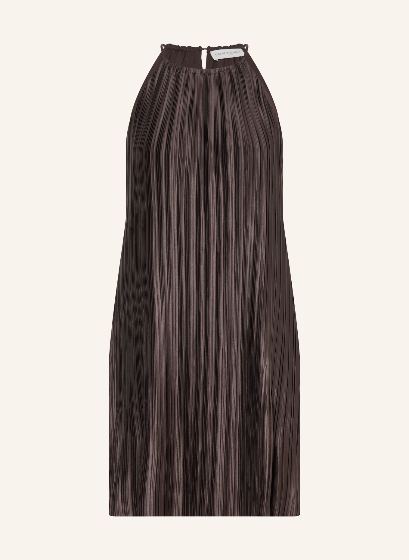 GRACE & MILA Plisseekleid WILONA: DUNKELBRAUN