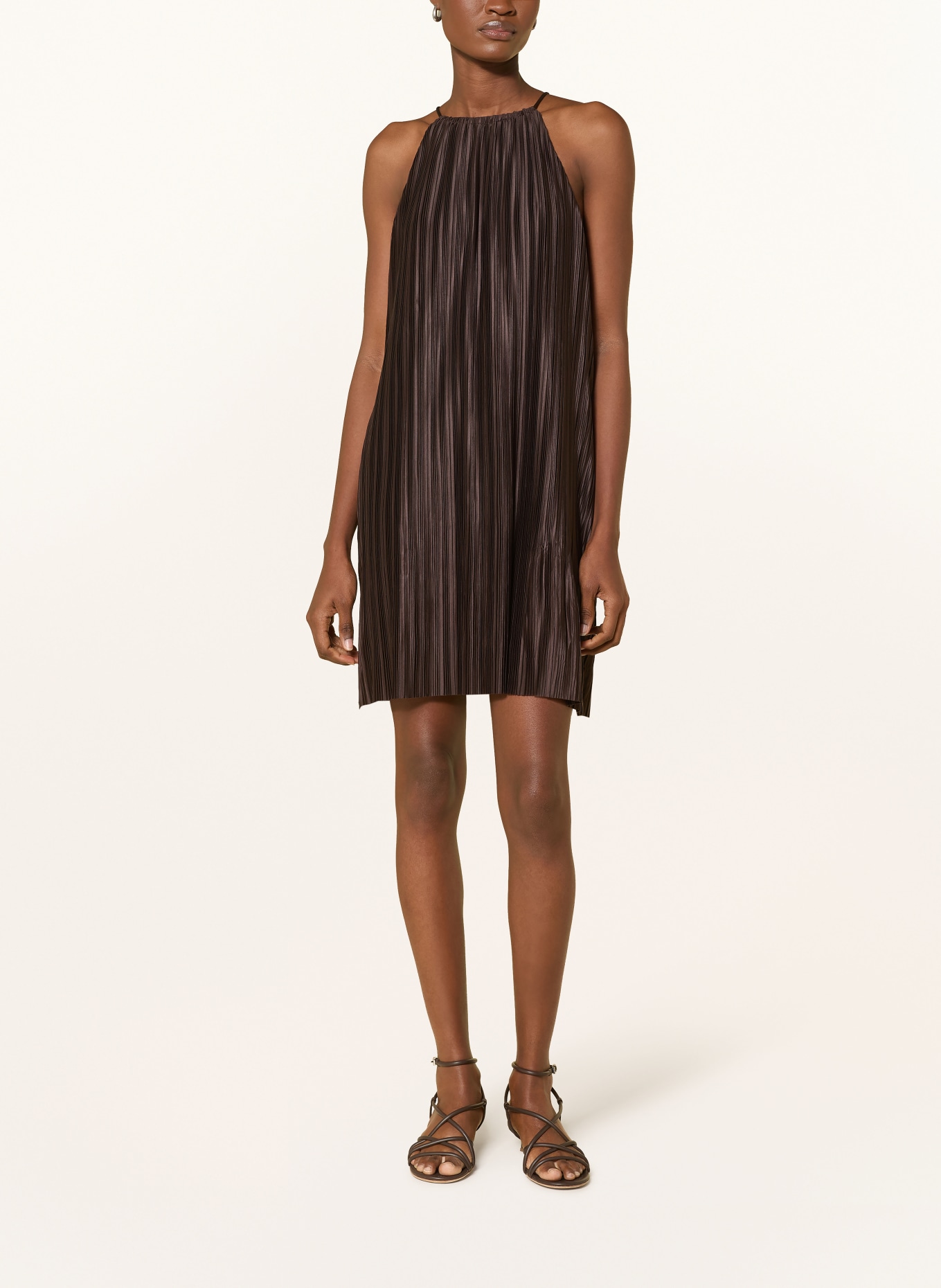 GRACE & MILA Plisseekleid WILONA: DUNKELBRAUN