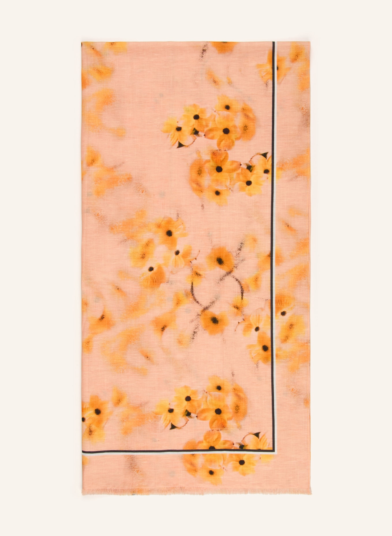 Marc O'Polo Scarf with linen: LIGHT ORANGE / ORANGE / BLACK