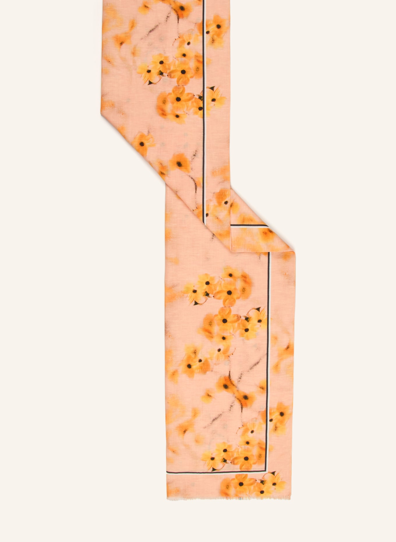 Marc O'Polo Scarf with linen: LIGHT ORANGE / ORANGE / BLACK