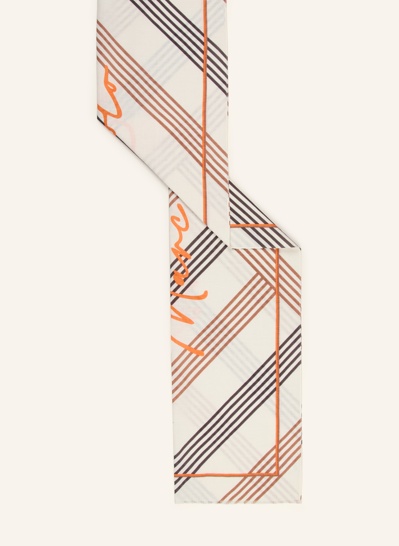 Marc O'Polo Scarf with linen: CREAM / BROWN / ORANGE