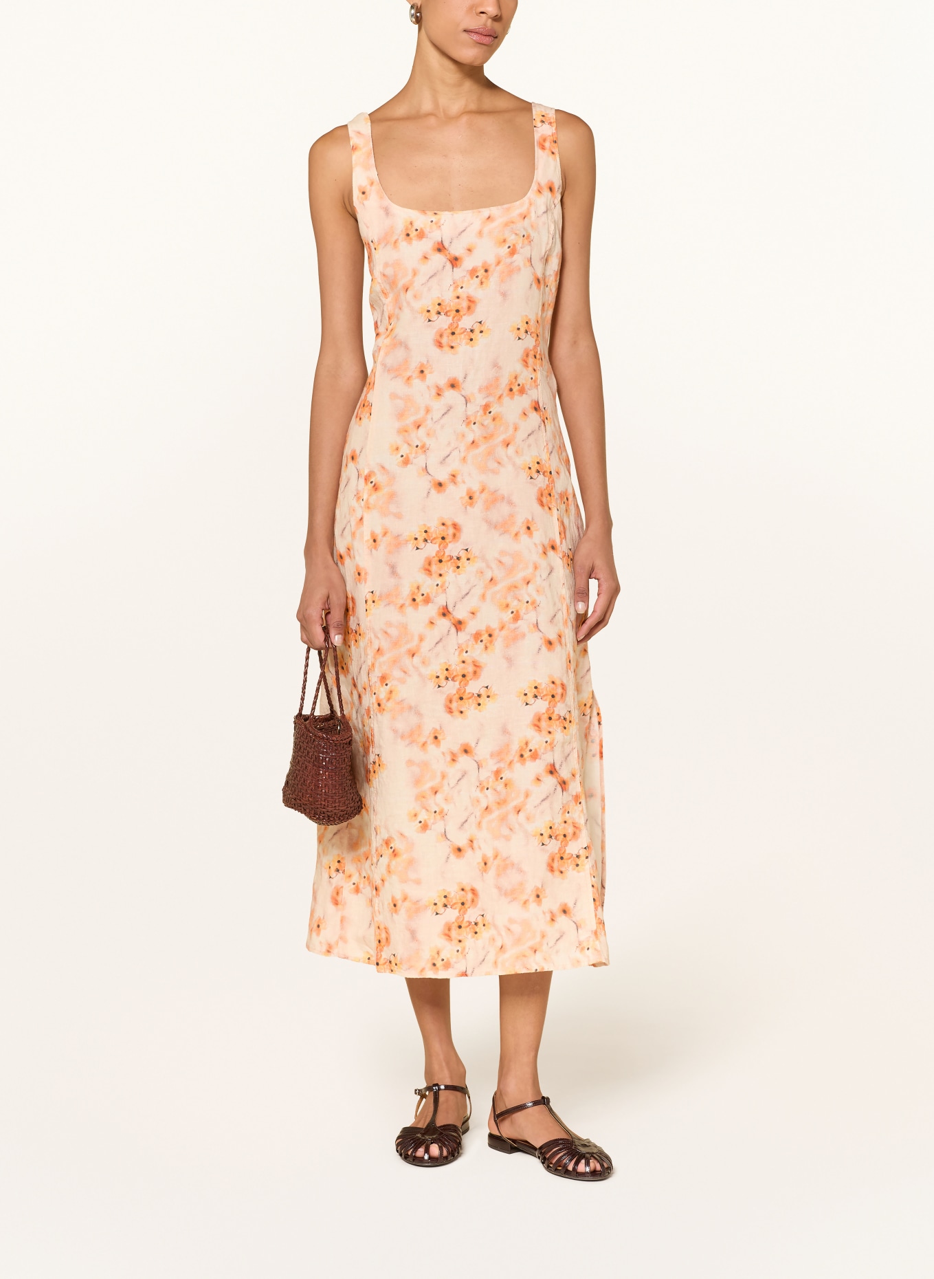 Marc O'Polo Lněné šaty s výřezy: ORANŽOVÁ