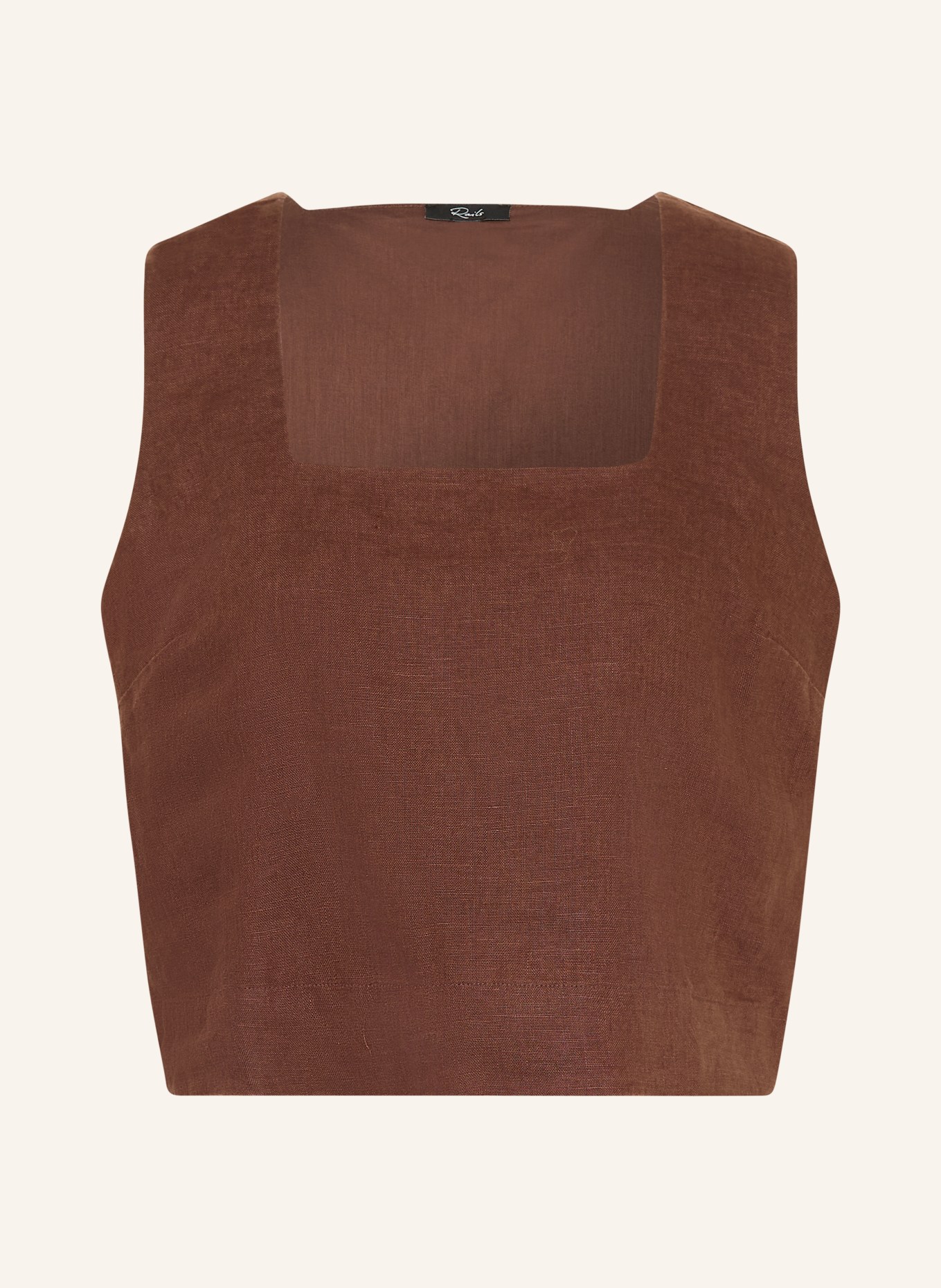 Rails Top ARIKA z lnu: CIEMNOBRĄZOWY