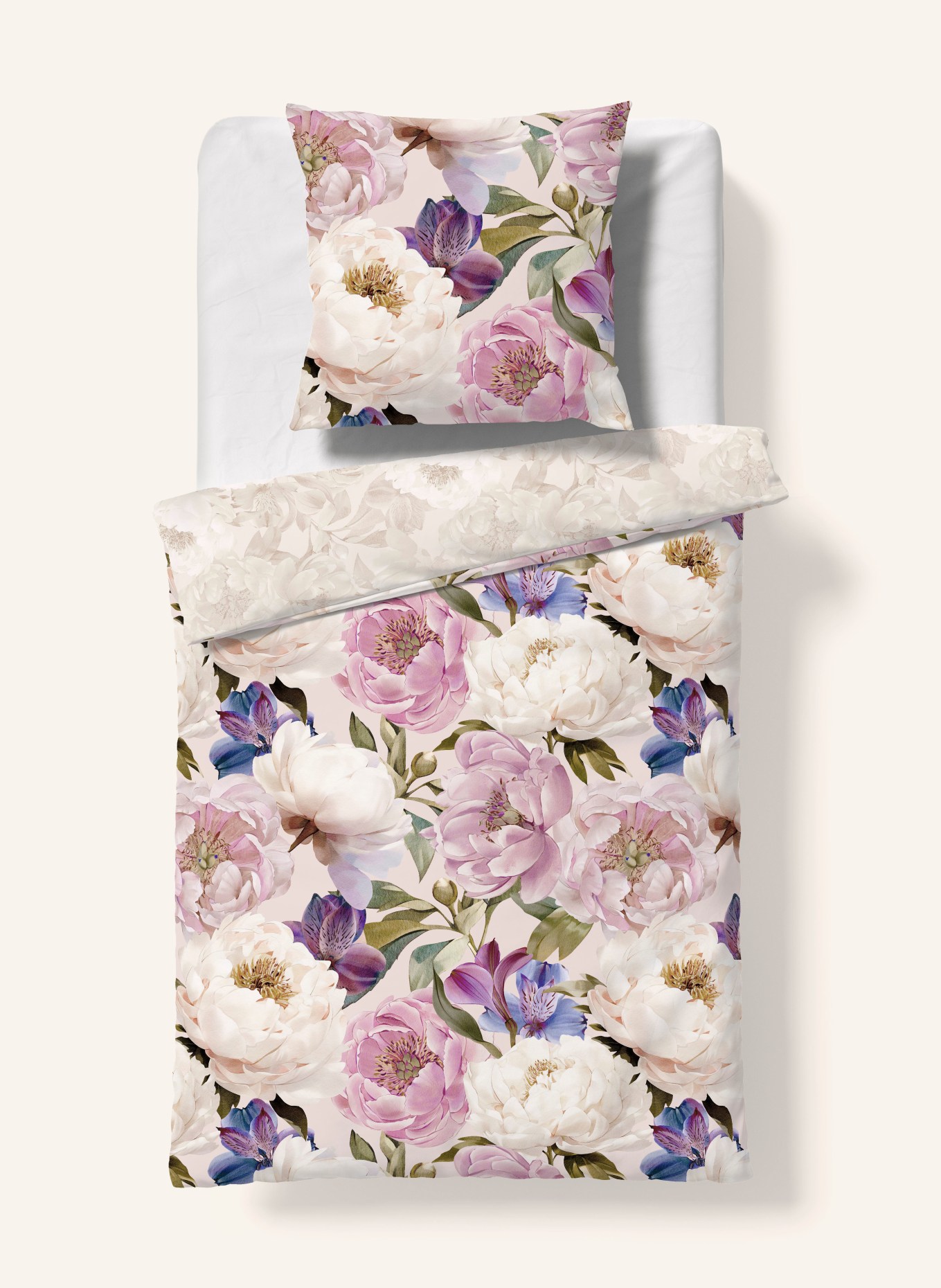 fleuresse Bettwäsche BED ART S zum Wenden: CREME / ALTROSA / DUNKELLILA
