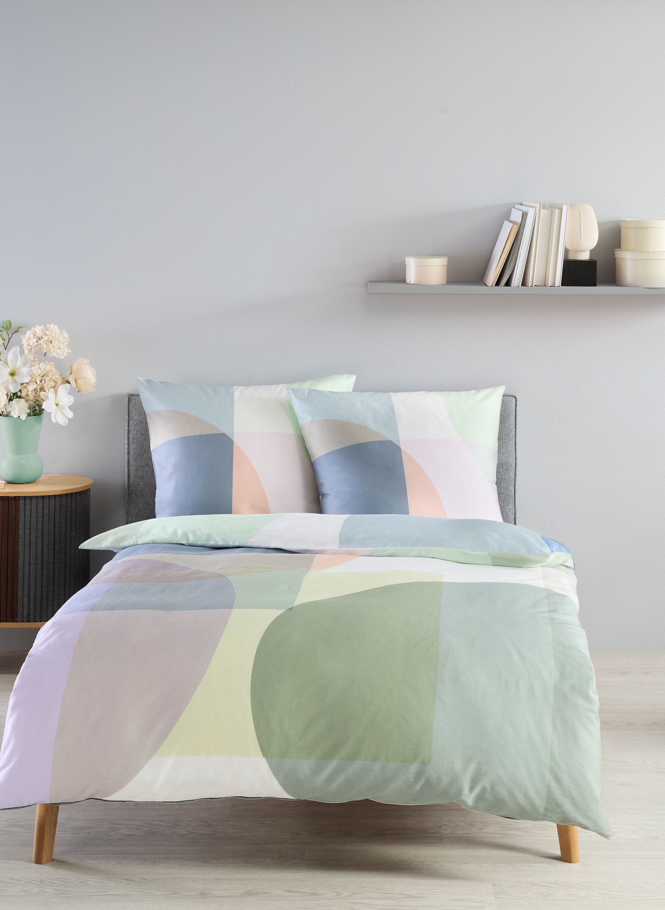 fleuresse Bettwäsche BED ART S: KHAKI / HELLLILA / LACHS