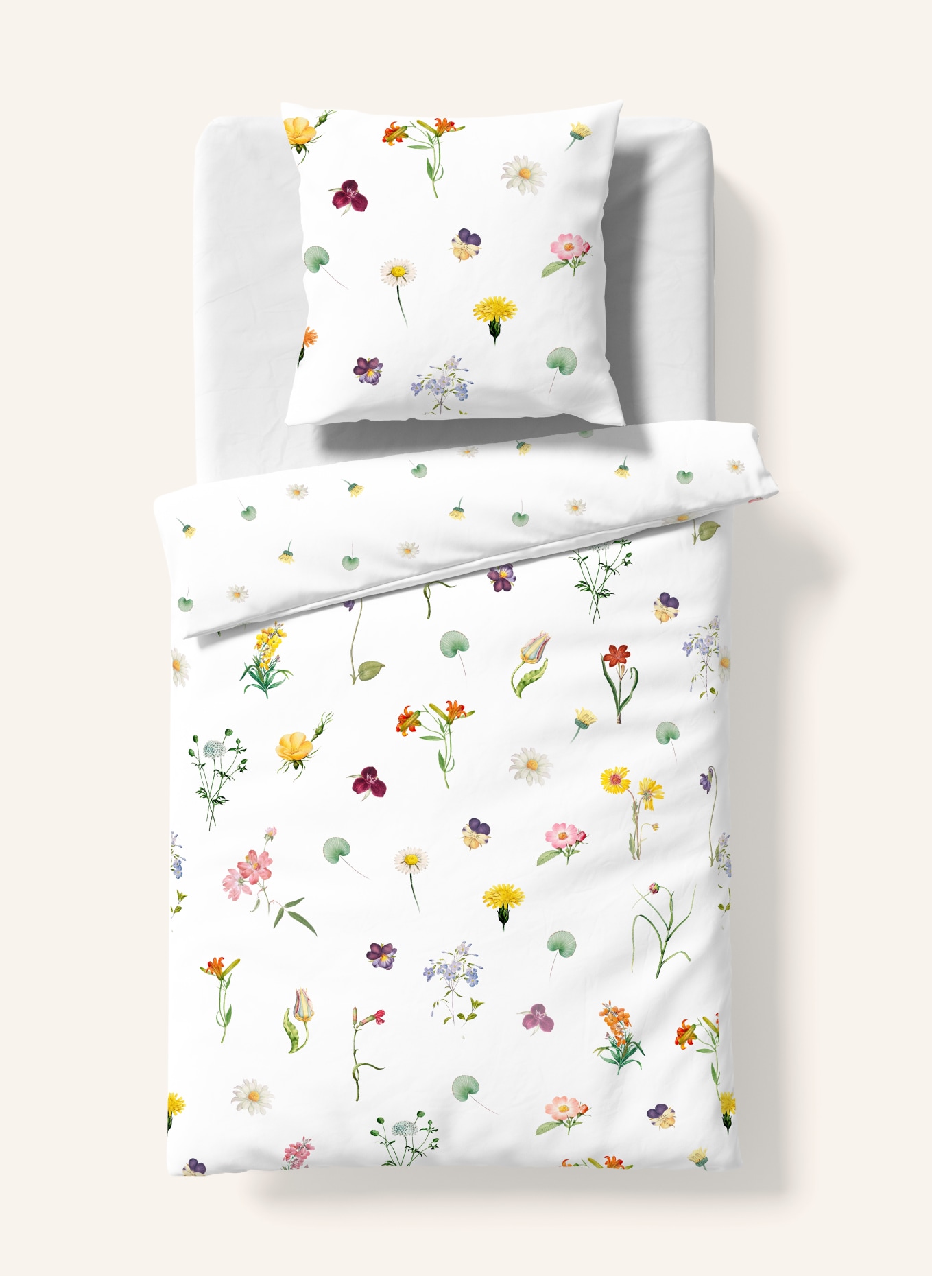 fleuresse Bettwäsche BED ART S zum Wenden: CREME / DUNKELROT / DUNKELGRÜN