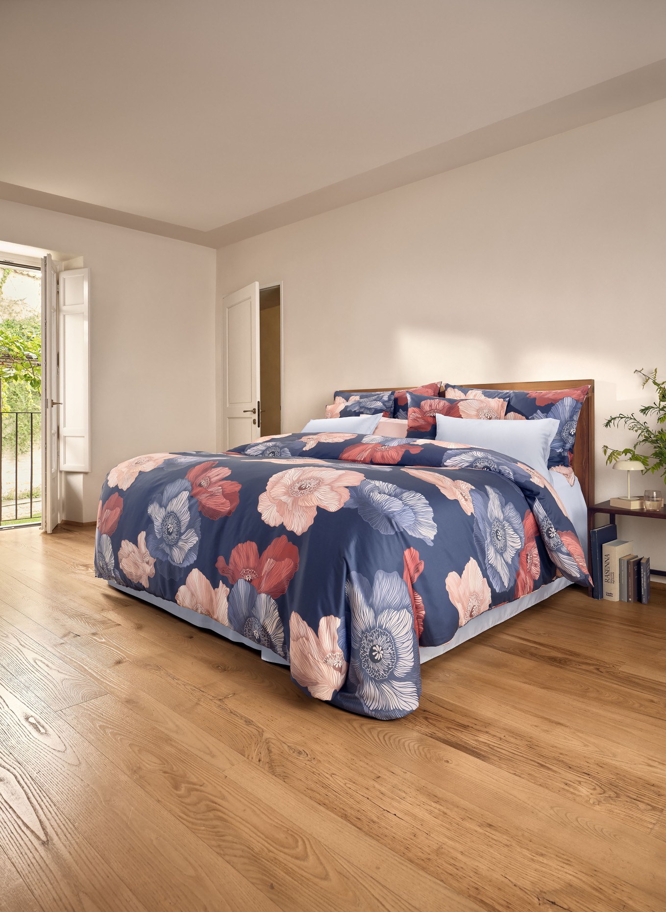 SCHLOSSBERG Pościel MONA: GRANATOWY / CZERWONY / ŁOSOSIOWY