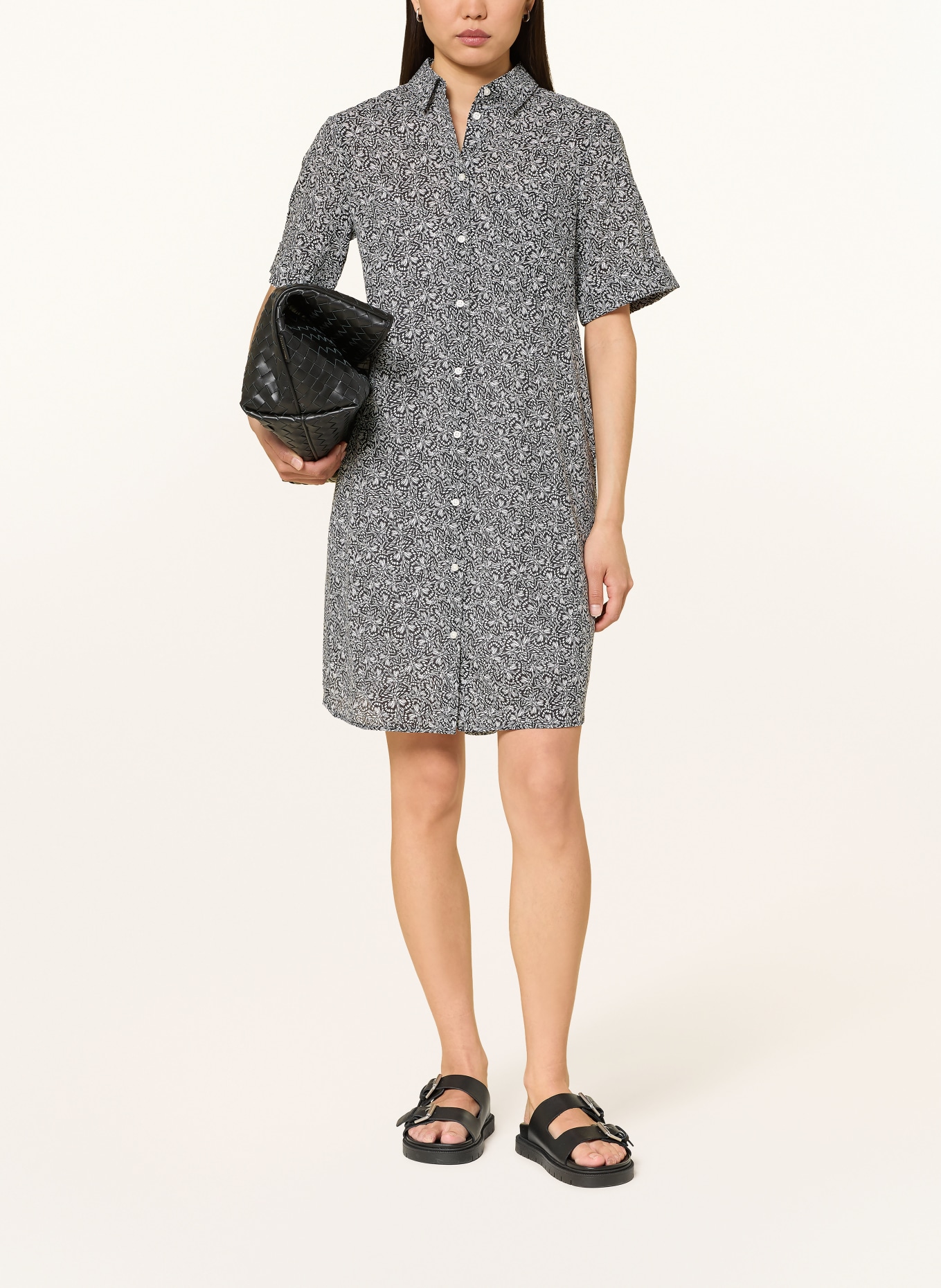 Marc O'Polo Hemdblusenkleid: SCHWARZ / WEISS