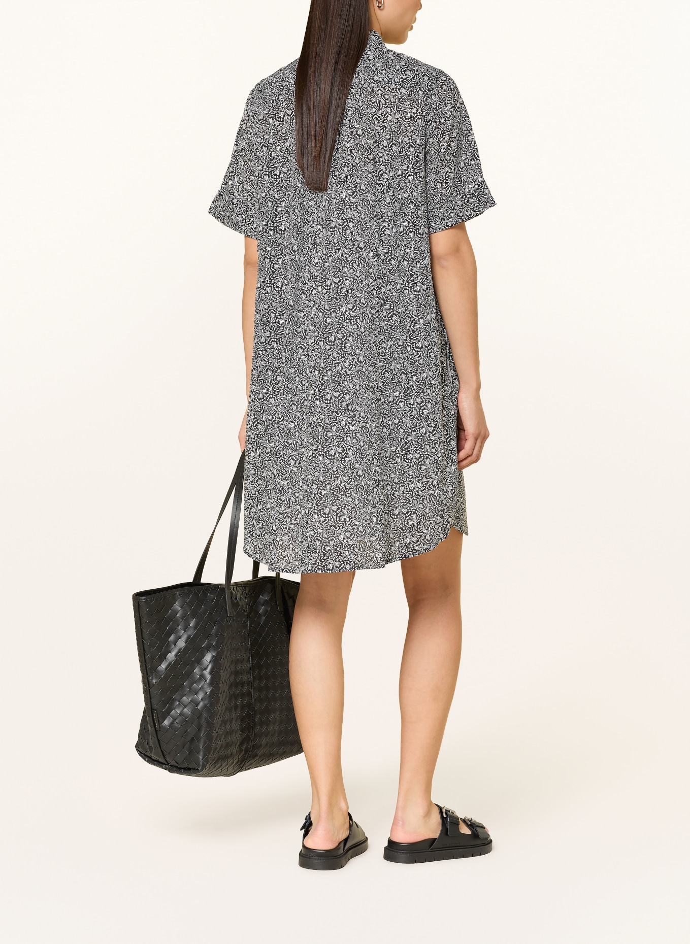 Marc O'Polo Hemdblusenkleid: SCHWARZ / WEISS