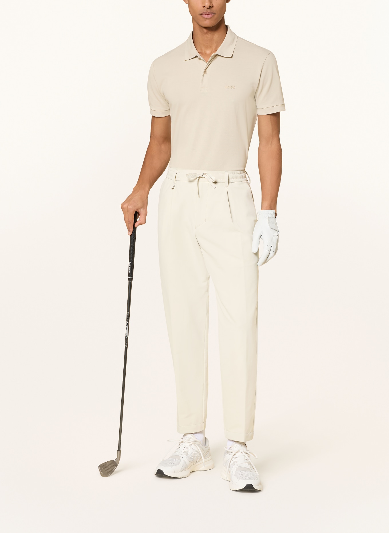 BOSS Spodnie golfowe CONVERT PL NETWOR: KREMOWY