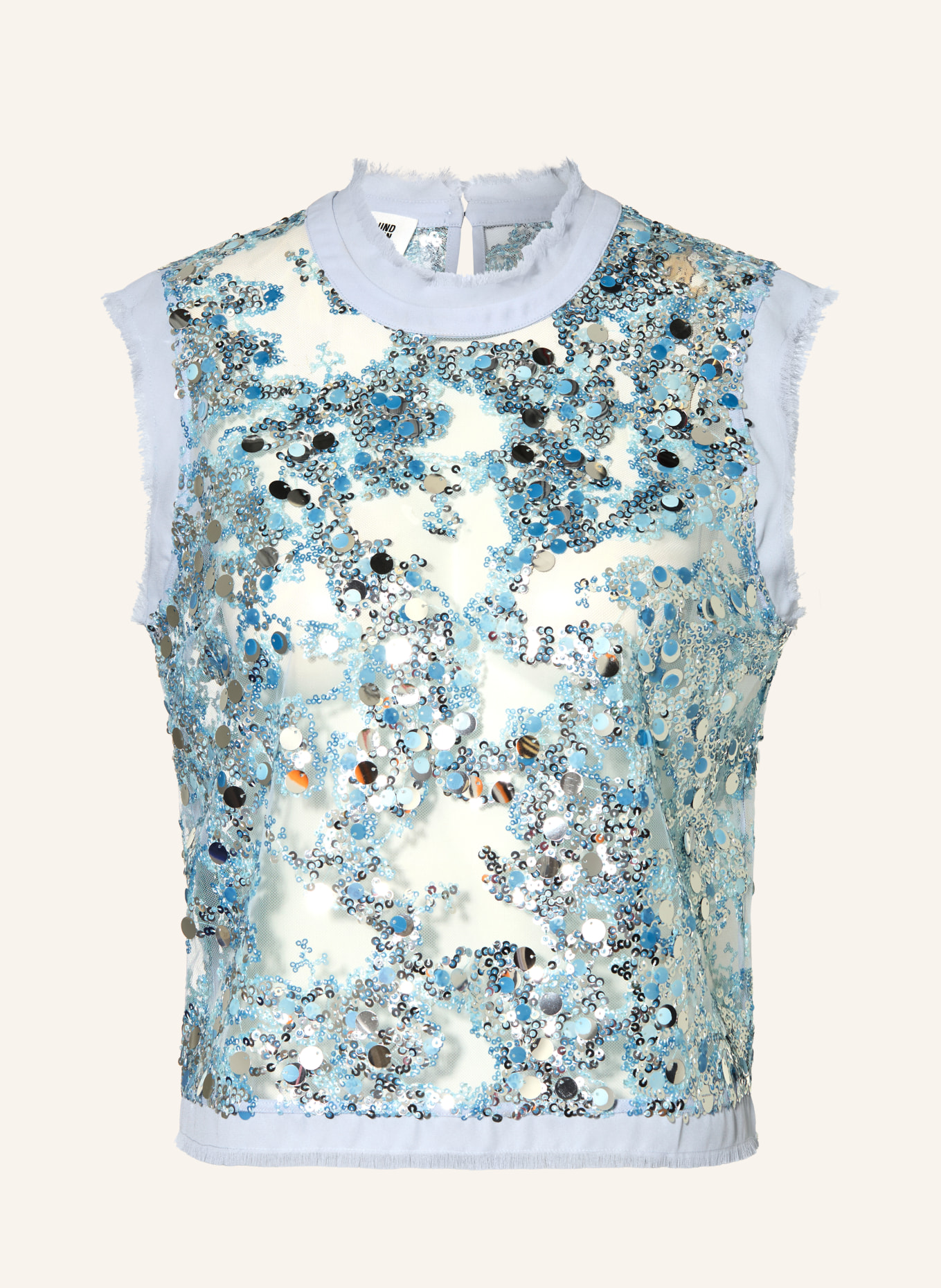 BAUM UND PFERDGARTEN Mesh-Top MANIRA mit Pailletten: HELLBLAU / SILBER