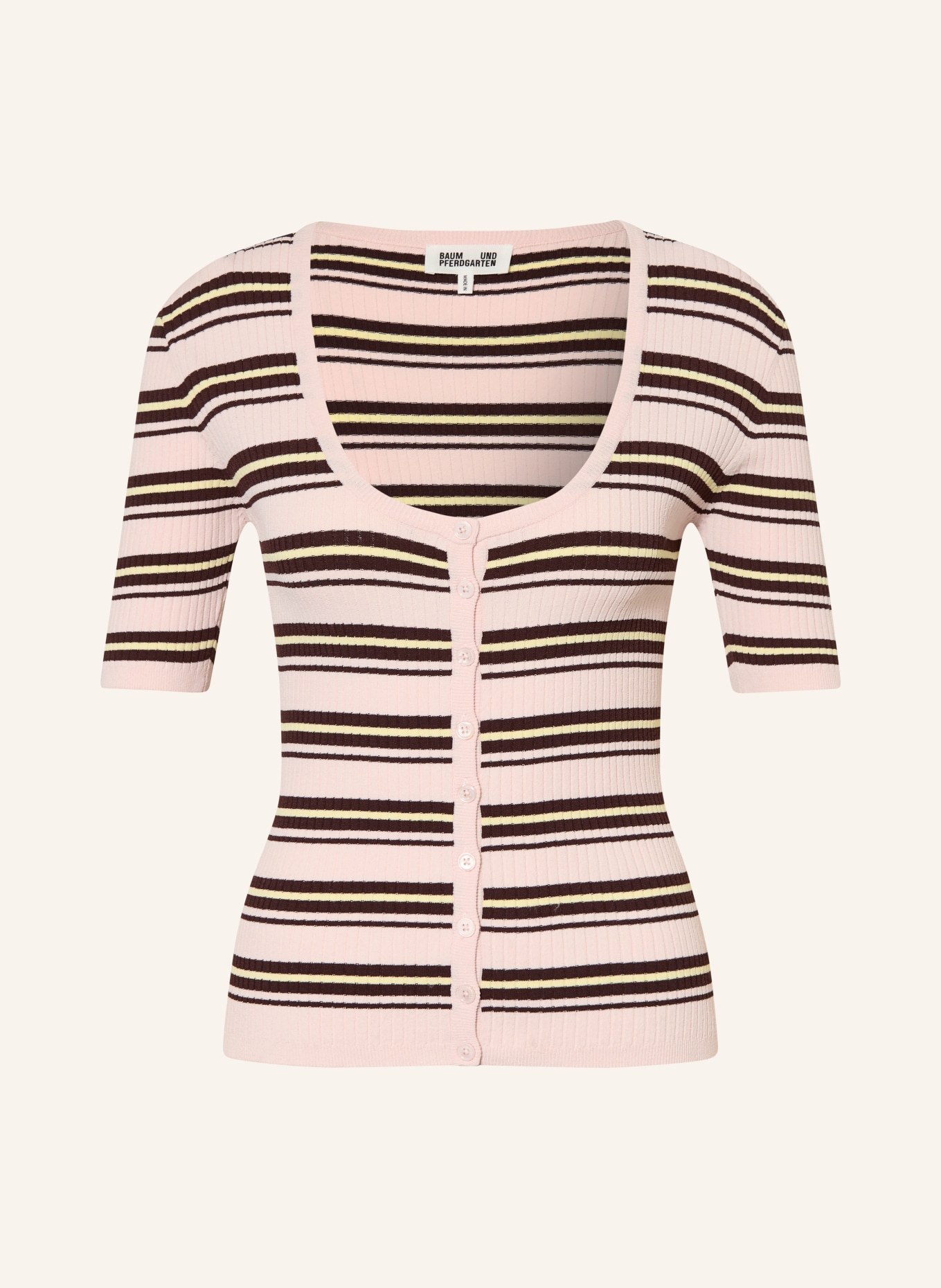 BAUM UND PFERDGARTEN Strickjacke CALYN: ROSÉ / DUNKELBRAUN / HELLGELB