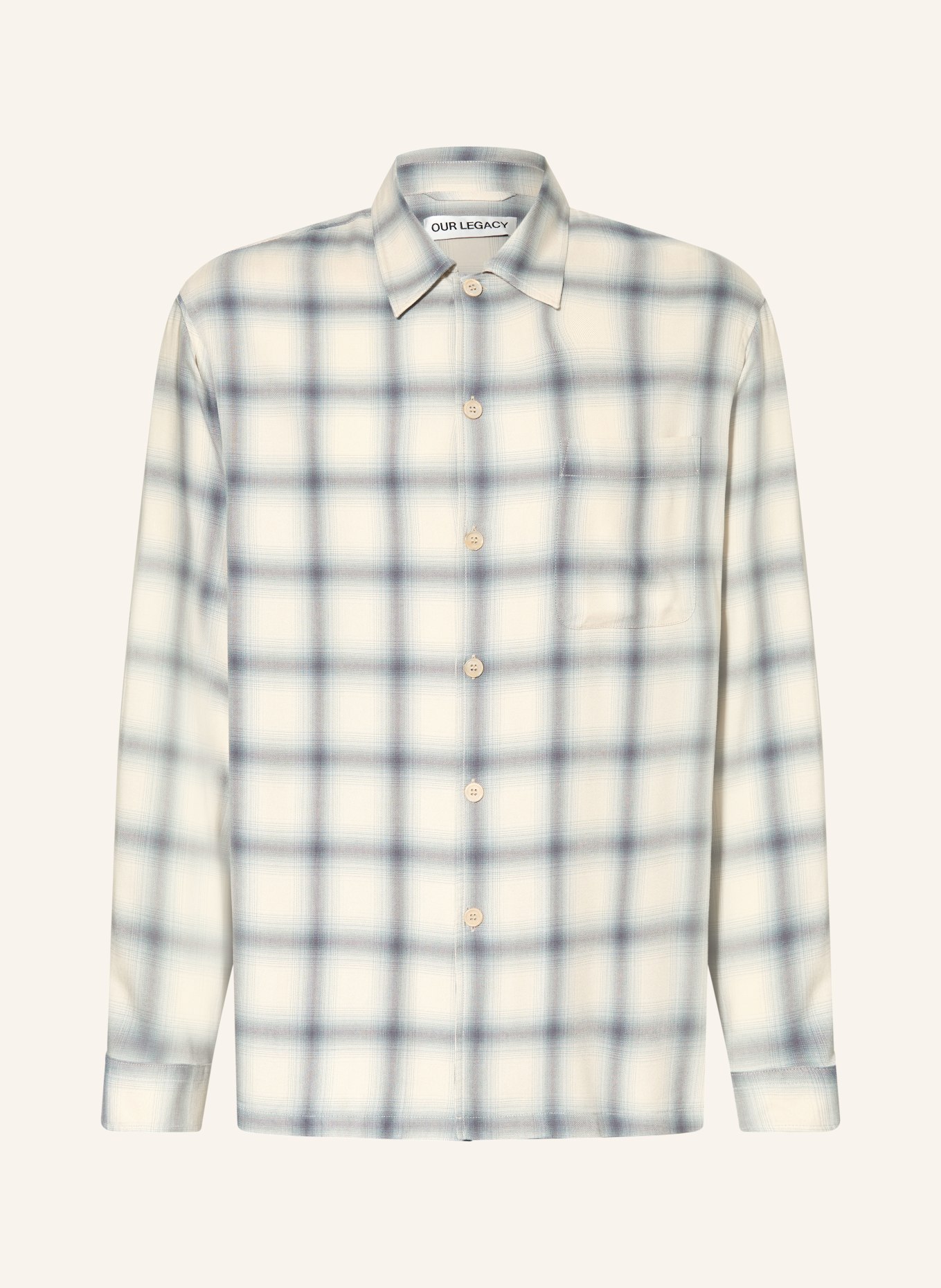 OUR LEGACY Hemd EVERY SHIRT Comfort Fit: CREME / HELLGRÜN / BLAU