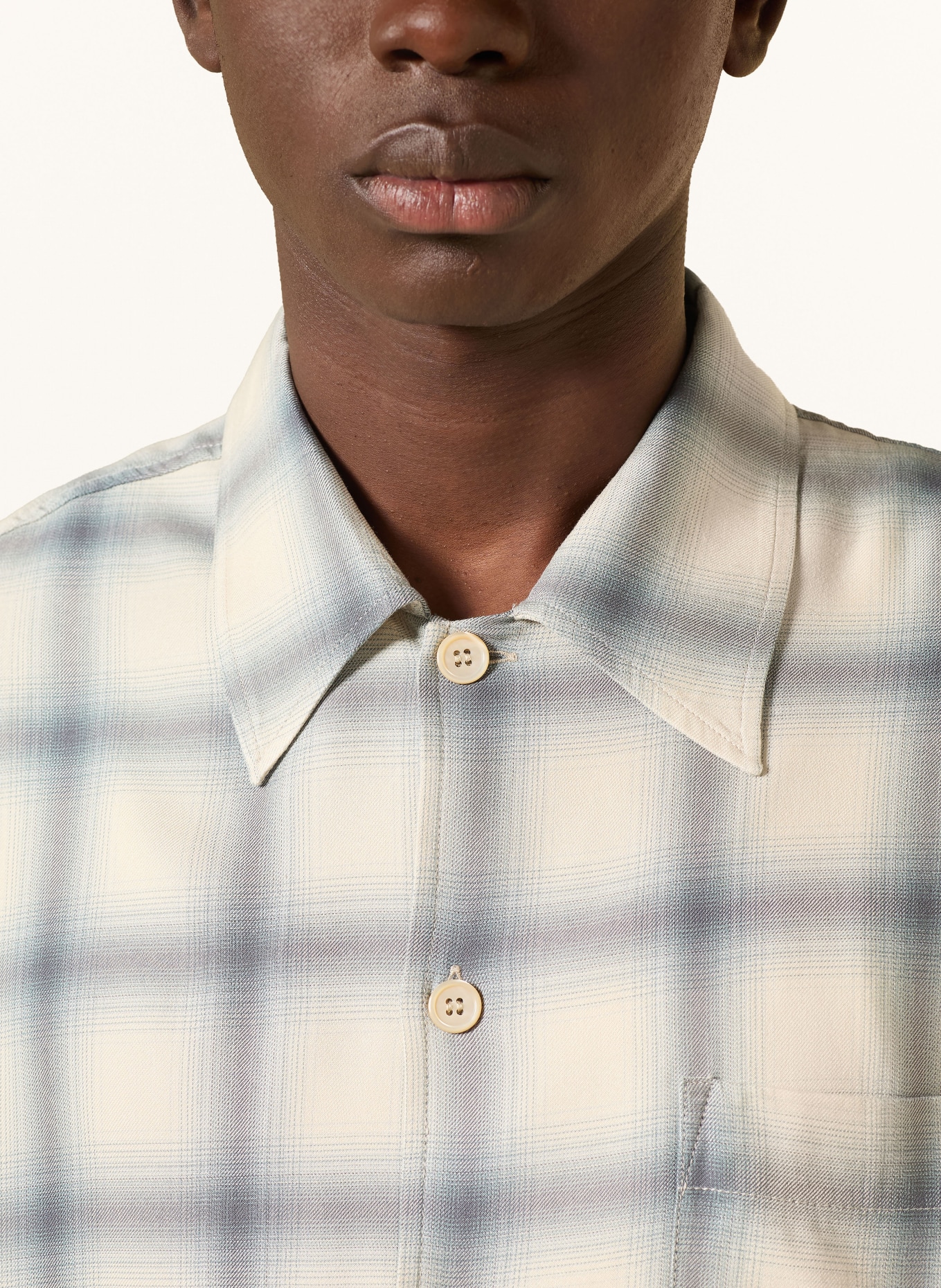 OUR LEGACY Hemd EVERY SHIRT Comfort Fit: CREME / HELLGRÜN / BLAU