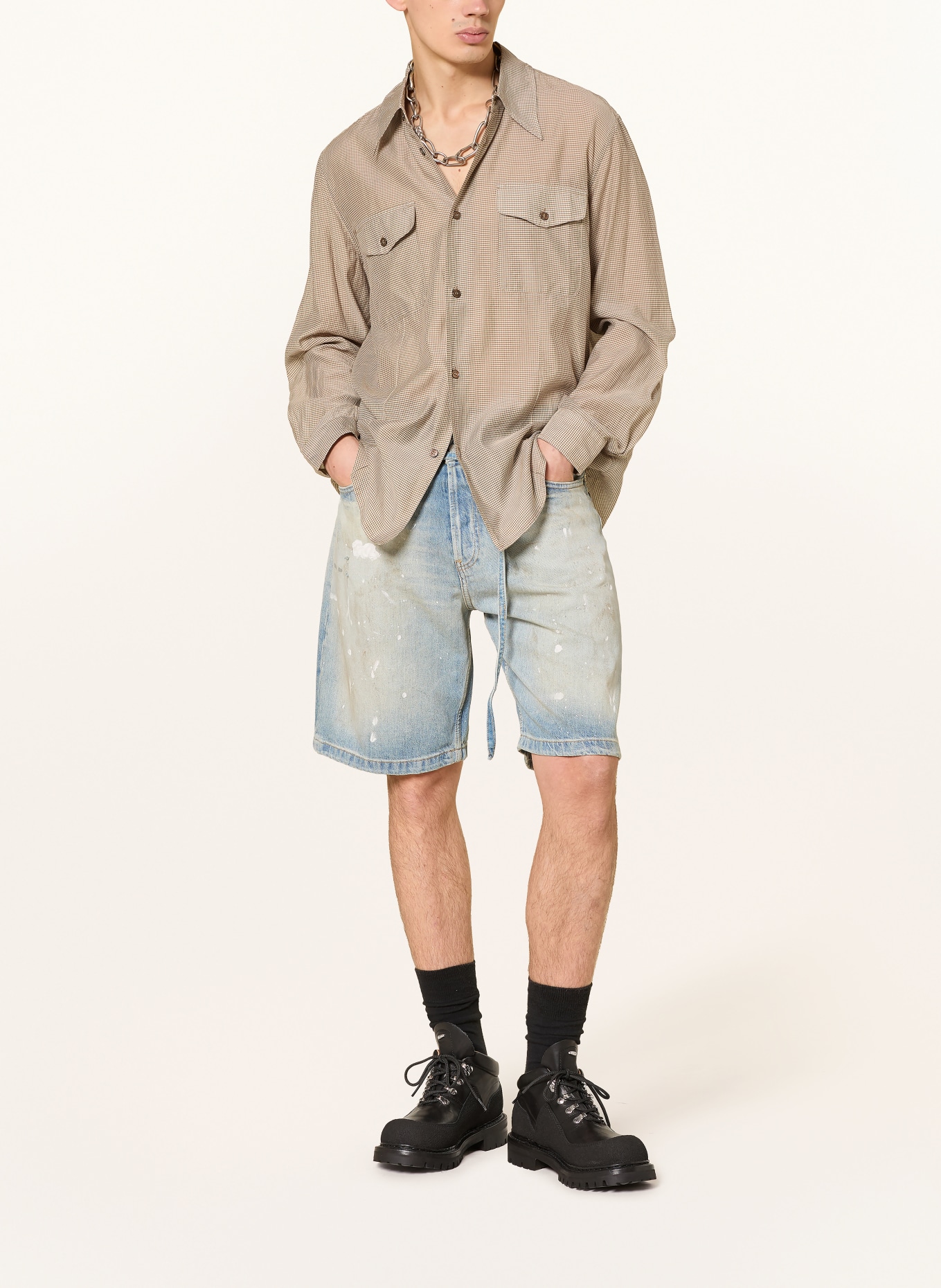 OUR LEGACY Chemise PLOUGH coupe confortable: MARRON / BEIGE