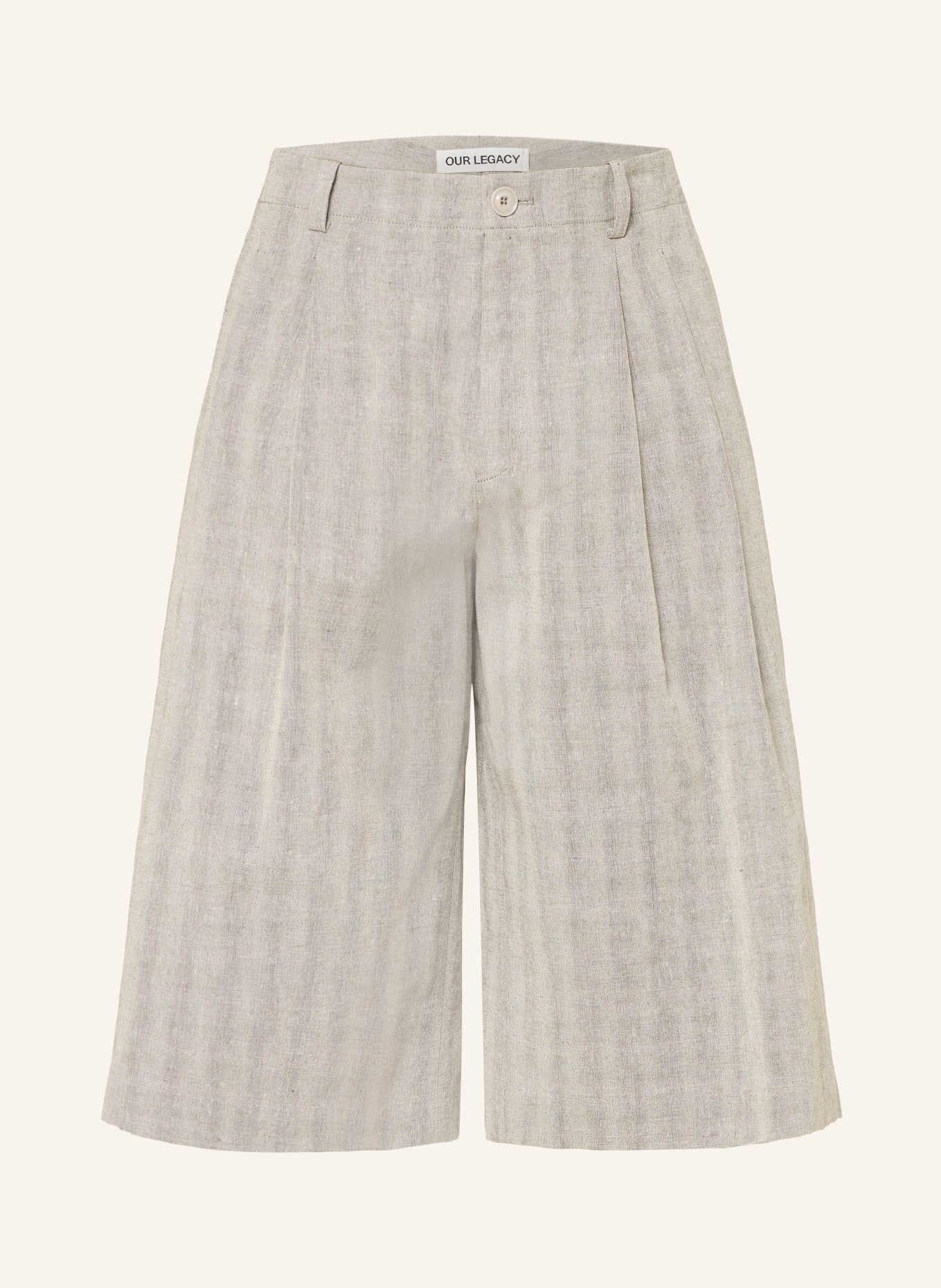 OUR LEGACY Shorts SPLIT mit Leinen: HELLGRAU / GRAU