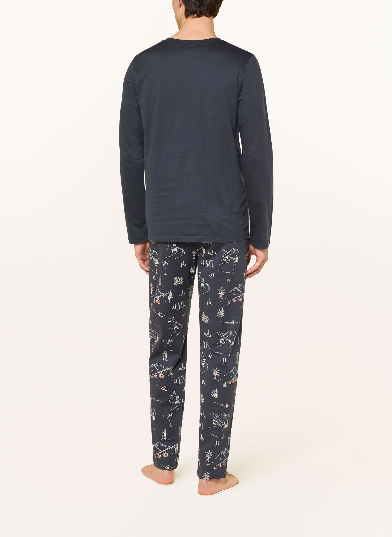 SCHIESSER FAMILY Pajamas: DARK BLUE / RED / WHITE