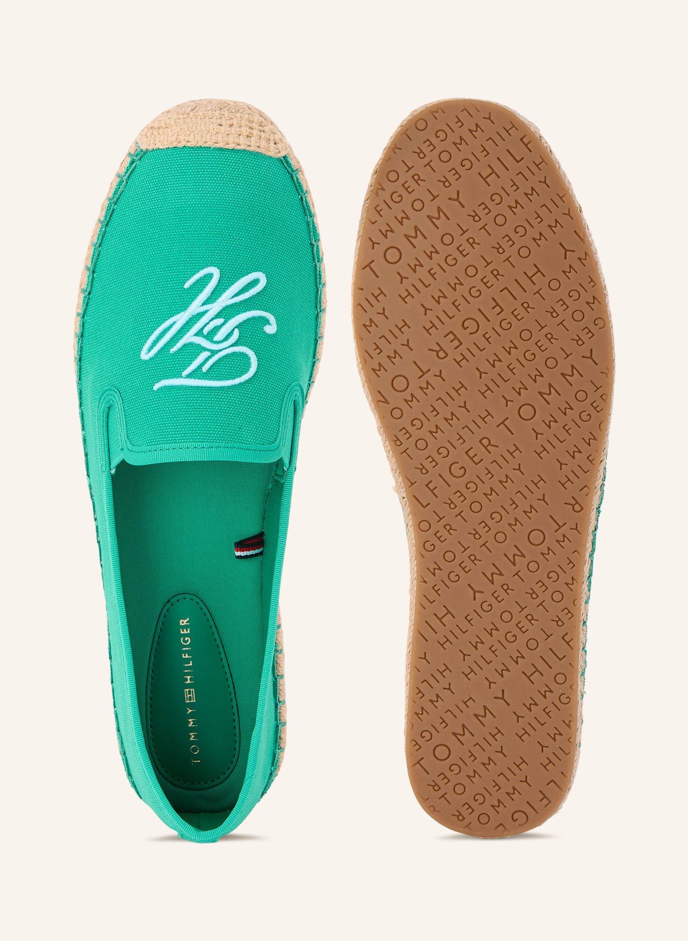 TOMMY HILFIGER Espadrilles: GRÜN / HELLBLAU