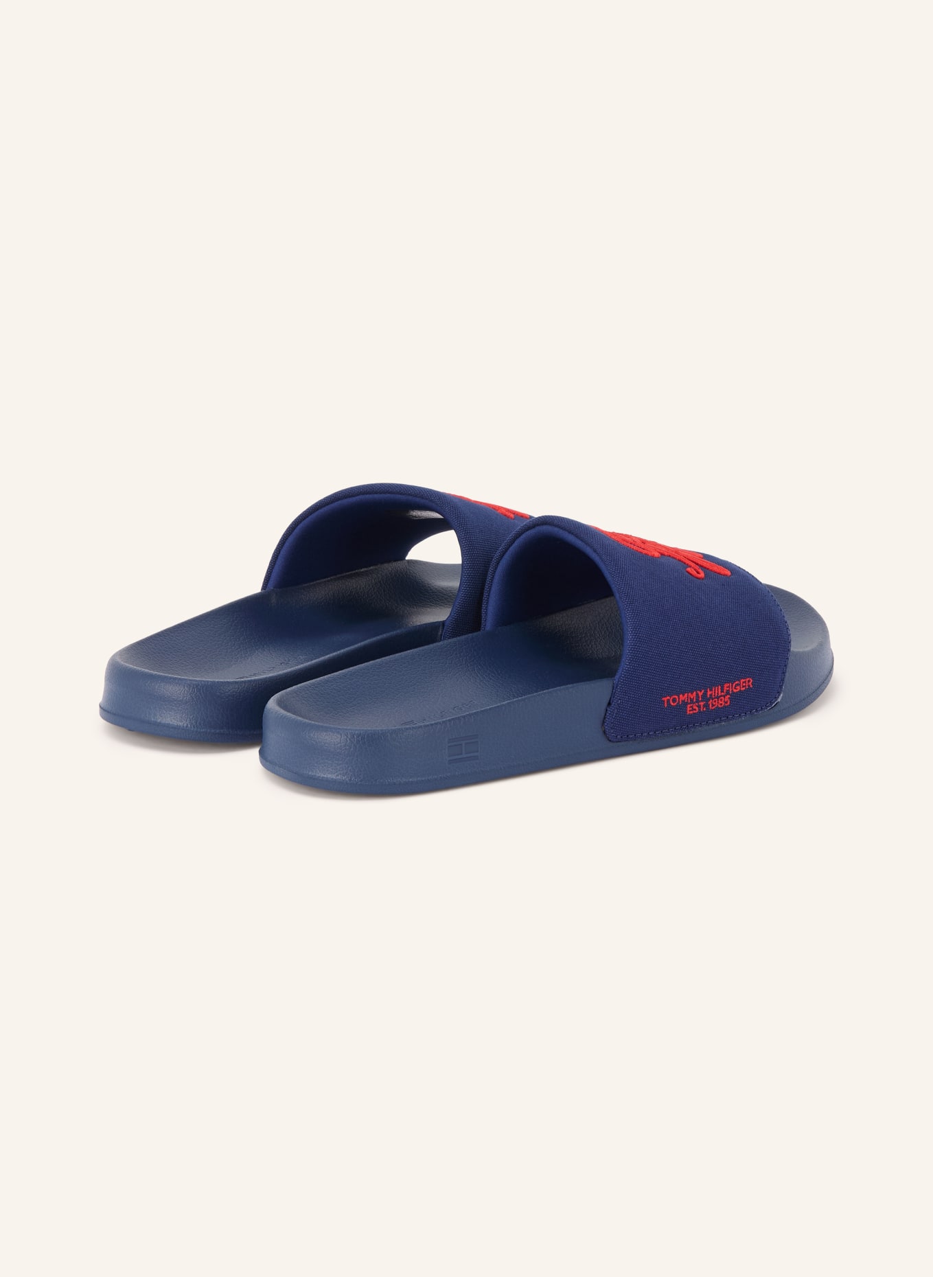 TOMMY HILFIGER Pantoletten: DUNKELBLAU / ROT