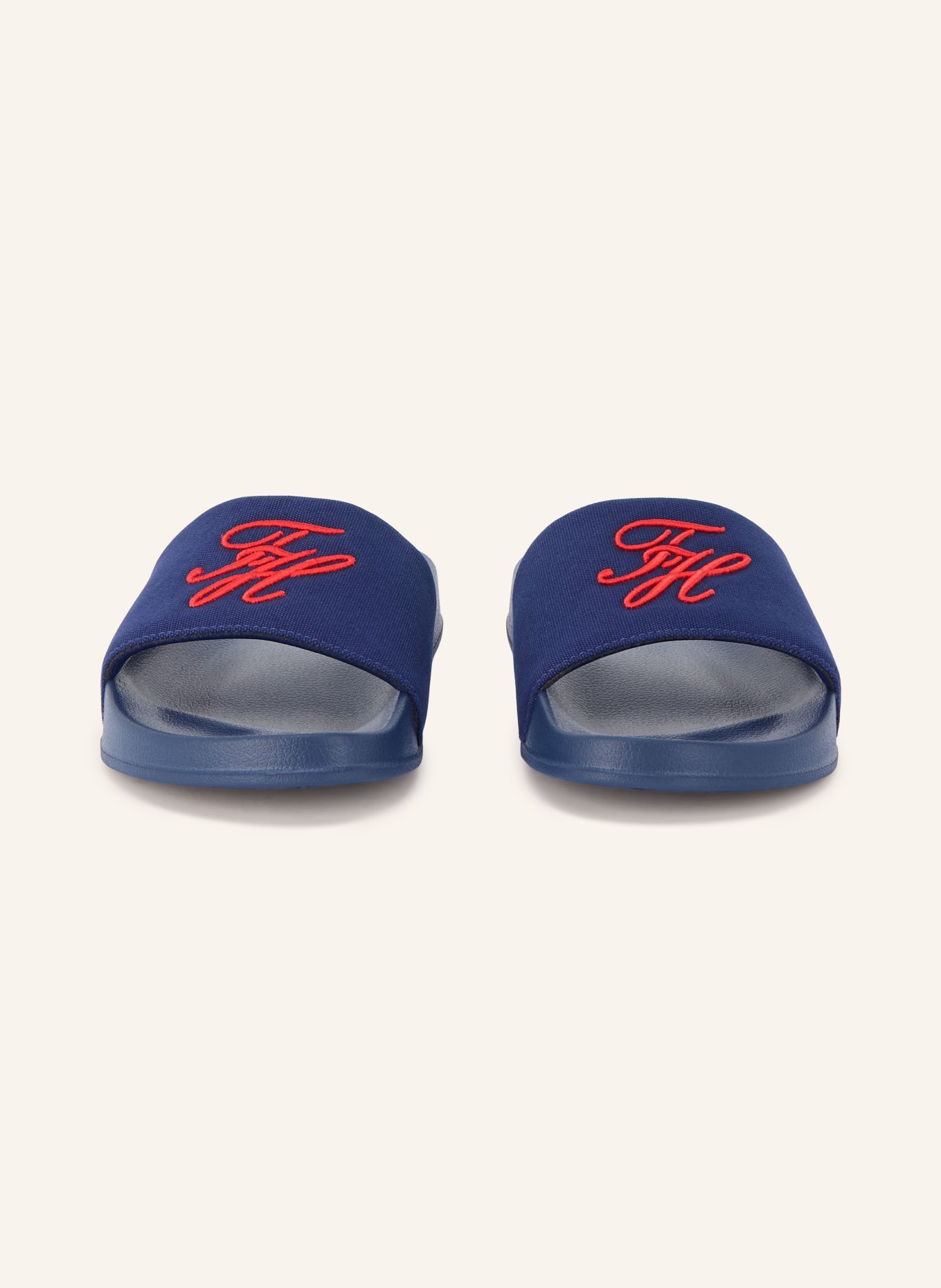 TOMMY HILFIGER Pantoletten: DUNKELBLAU / ROT