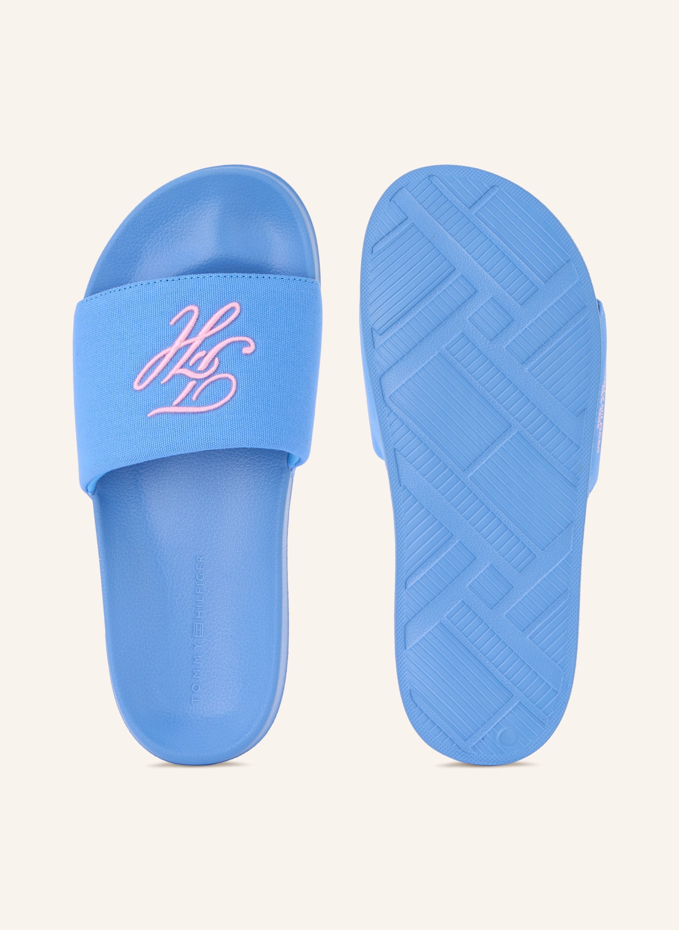 TOMMY HILFIGER Pantoletten: BLAU / ROSA