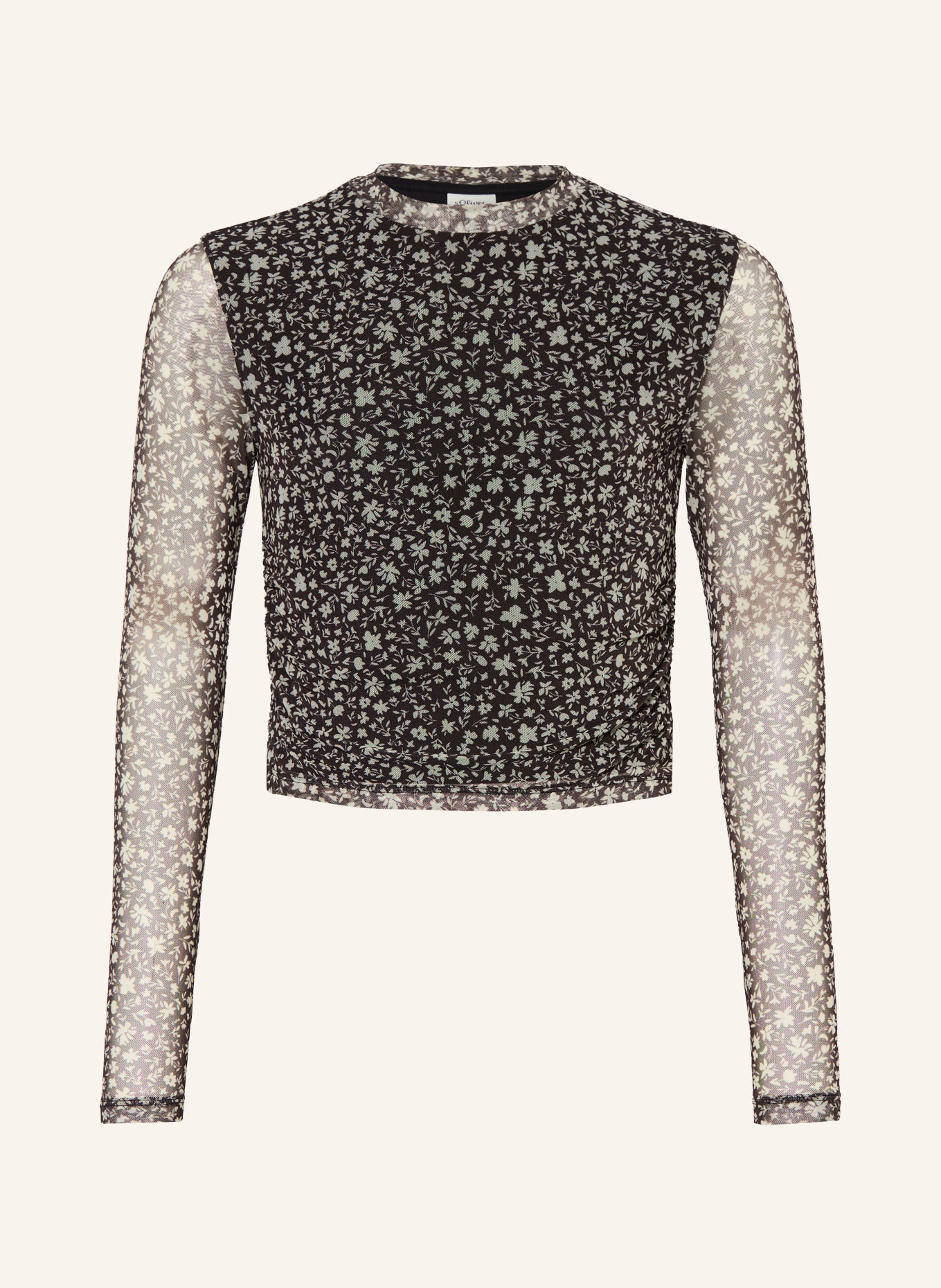 s.Oliver RED Longsleeve aus Mesh: SCHWARZ / WEISS